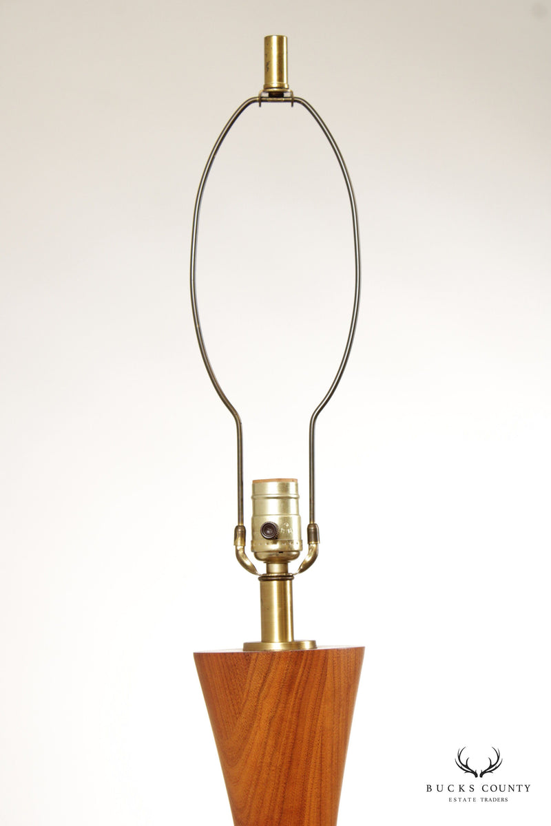 Mid Century Modern Pair of Turned Walnut Table Lamps