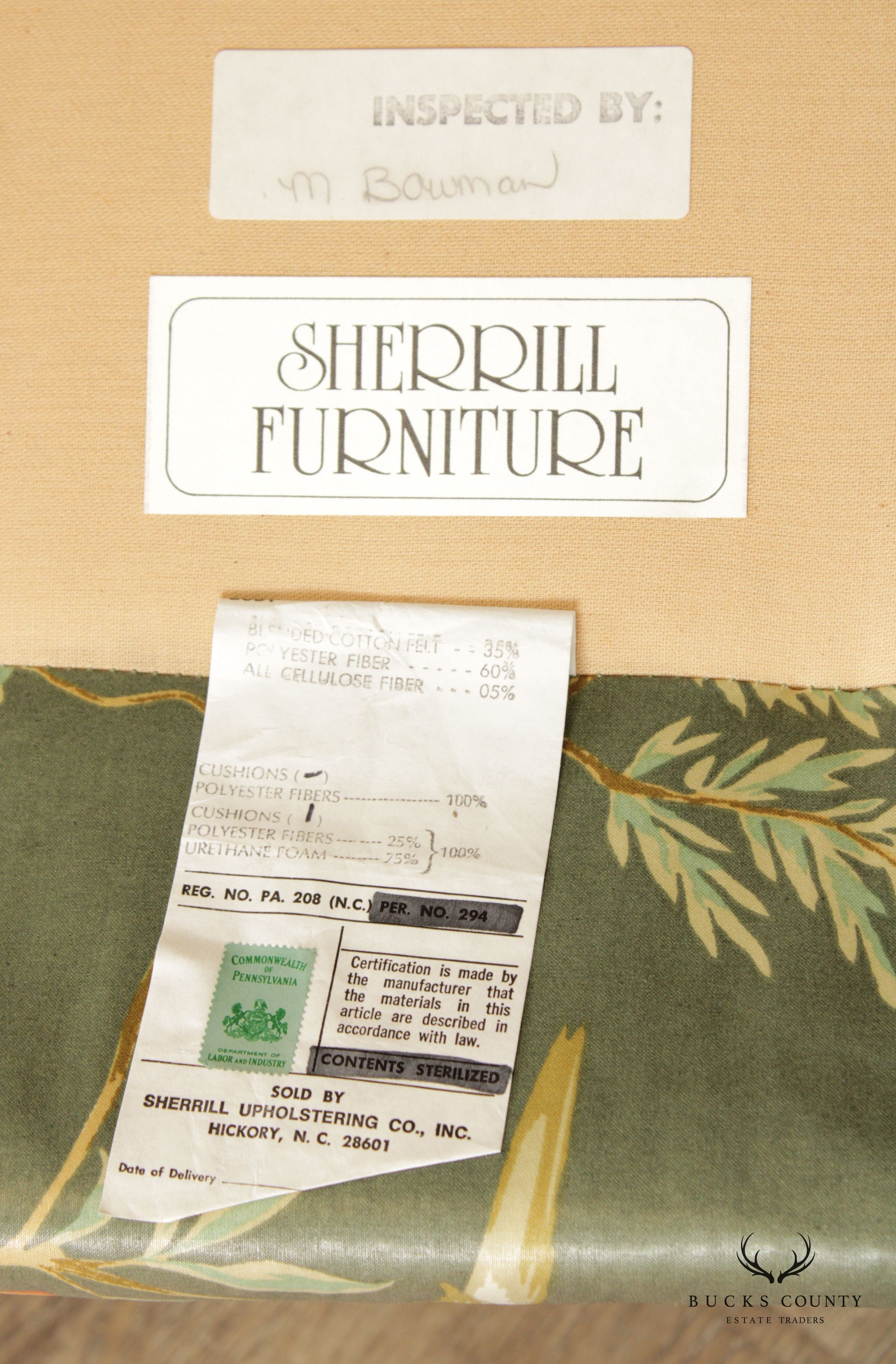 SHERRILL CHIPPENDALE STYLE CUSTOM UPHOLSTERED CAMELBACK SOFA