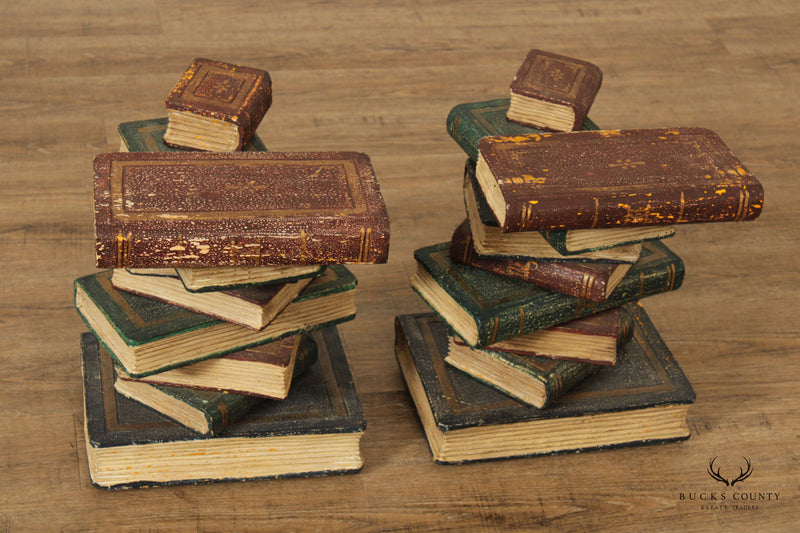 Vintage Faux Stacked Book Pair Side Tables