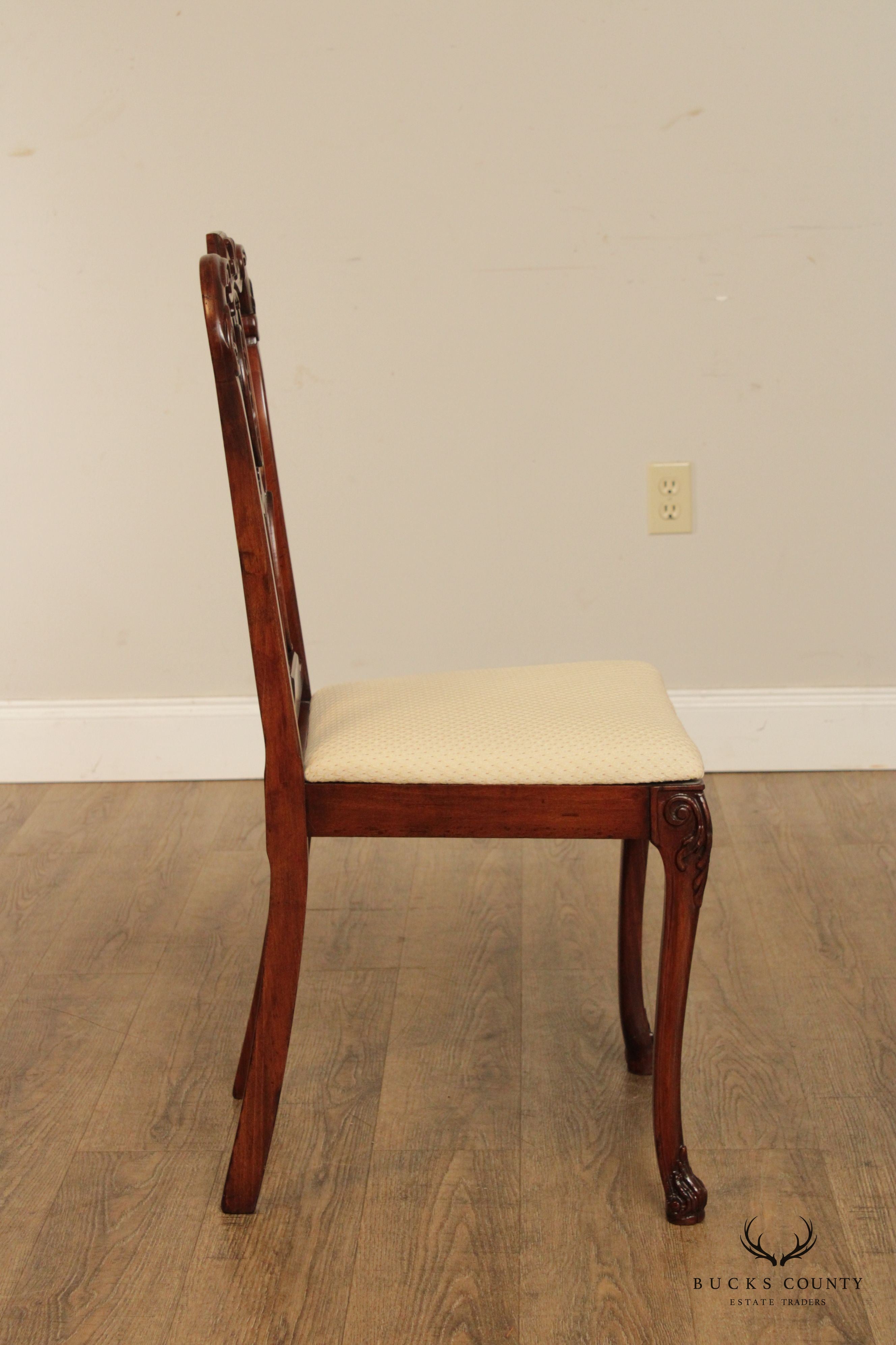 Georgian Style  Vintage Carved Mahogany Side Chair