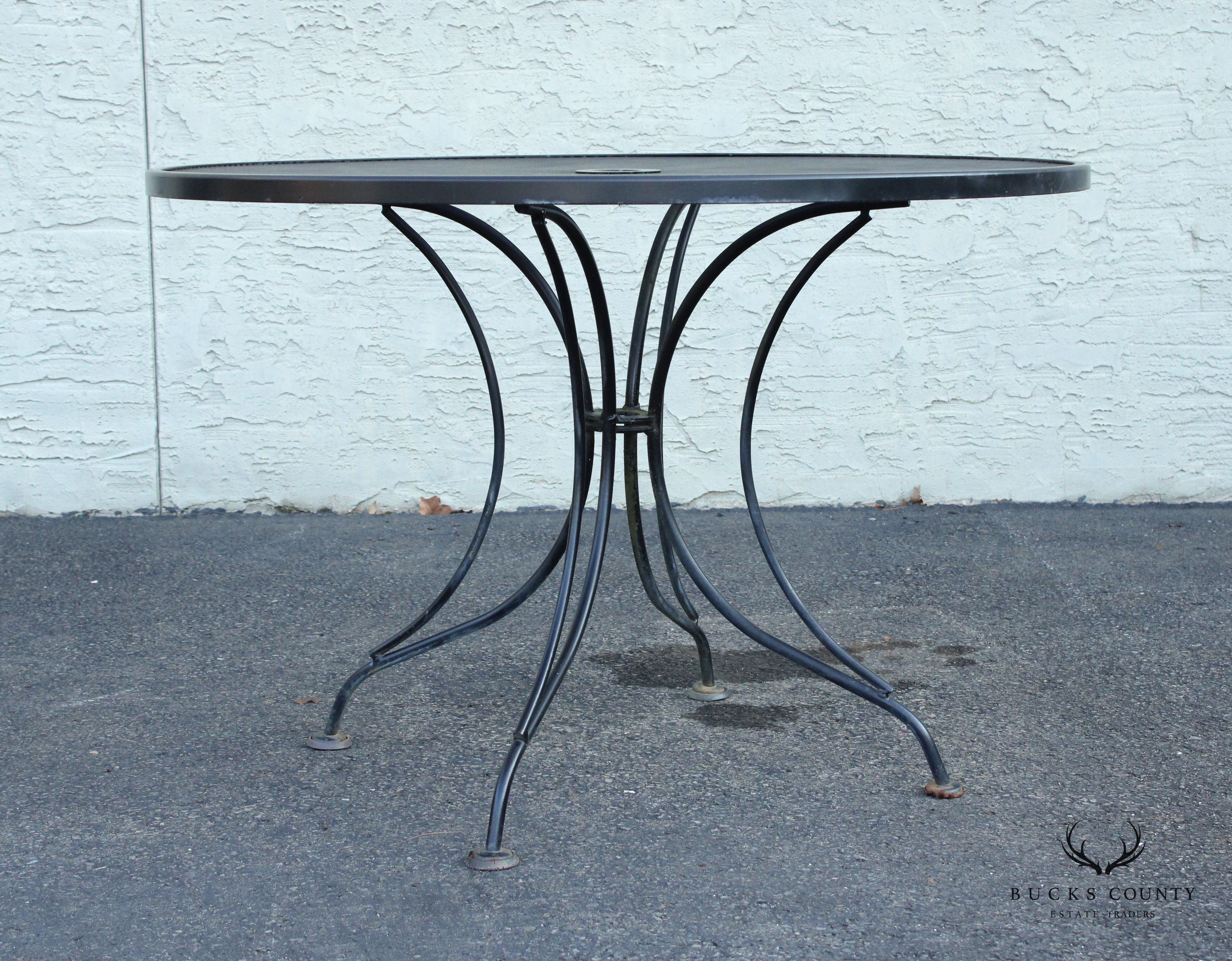 Vintage 42 Inch Round Wrought Iron Outdoor Patio Dining Table