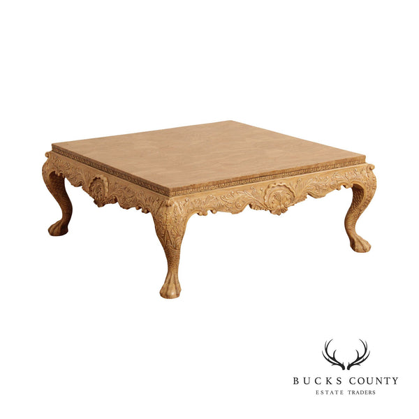 Maitland Smith Ornate Carved Square Coffee Table