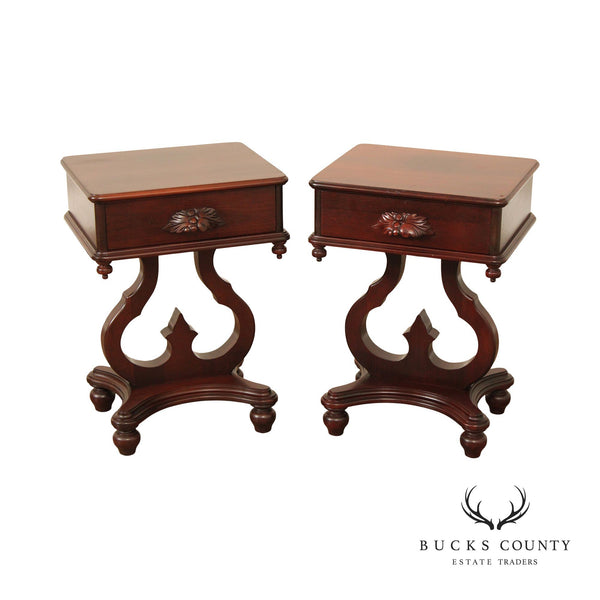Victorian Style Vintage Pair of One-Drawer Side Tables