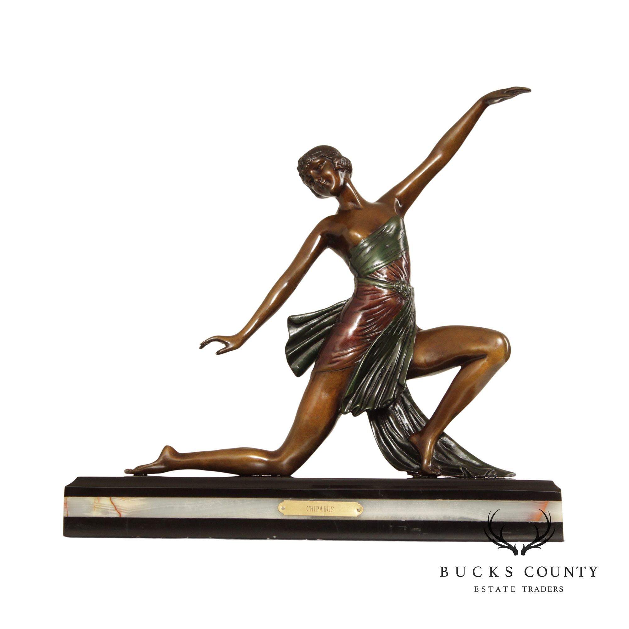 Art Deco Kneeling Dance Bronze Sculpture, After Demétre Chiparus