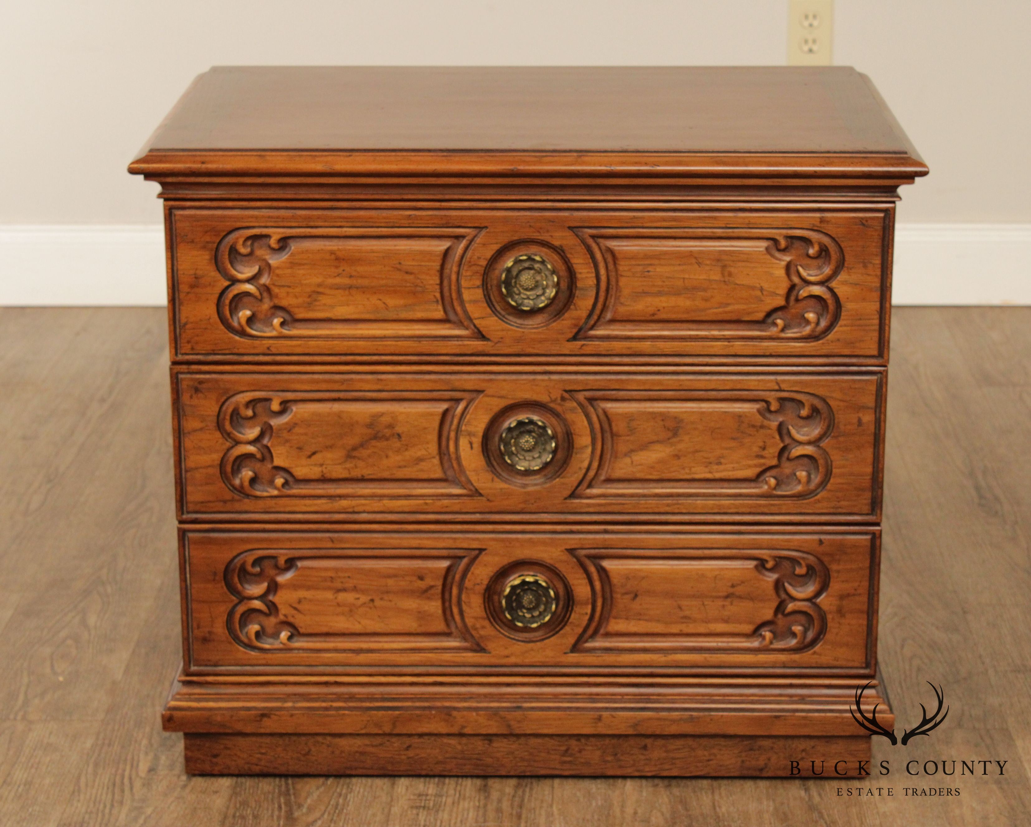 Heritage Grand Tour Collection Vintage Walnut 3 Drawer Chest, Nightstand