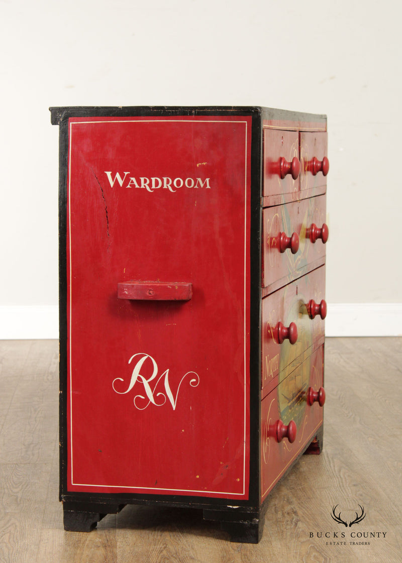 Victorian Royal Navy Custom Painted Chest of Drawers