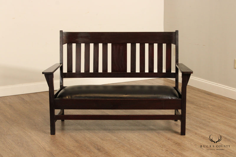 Antique Mission Style Mahogany Settee Bench