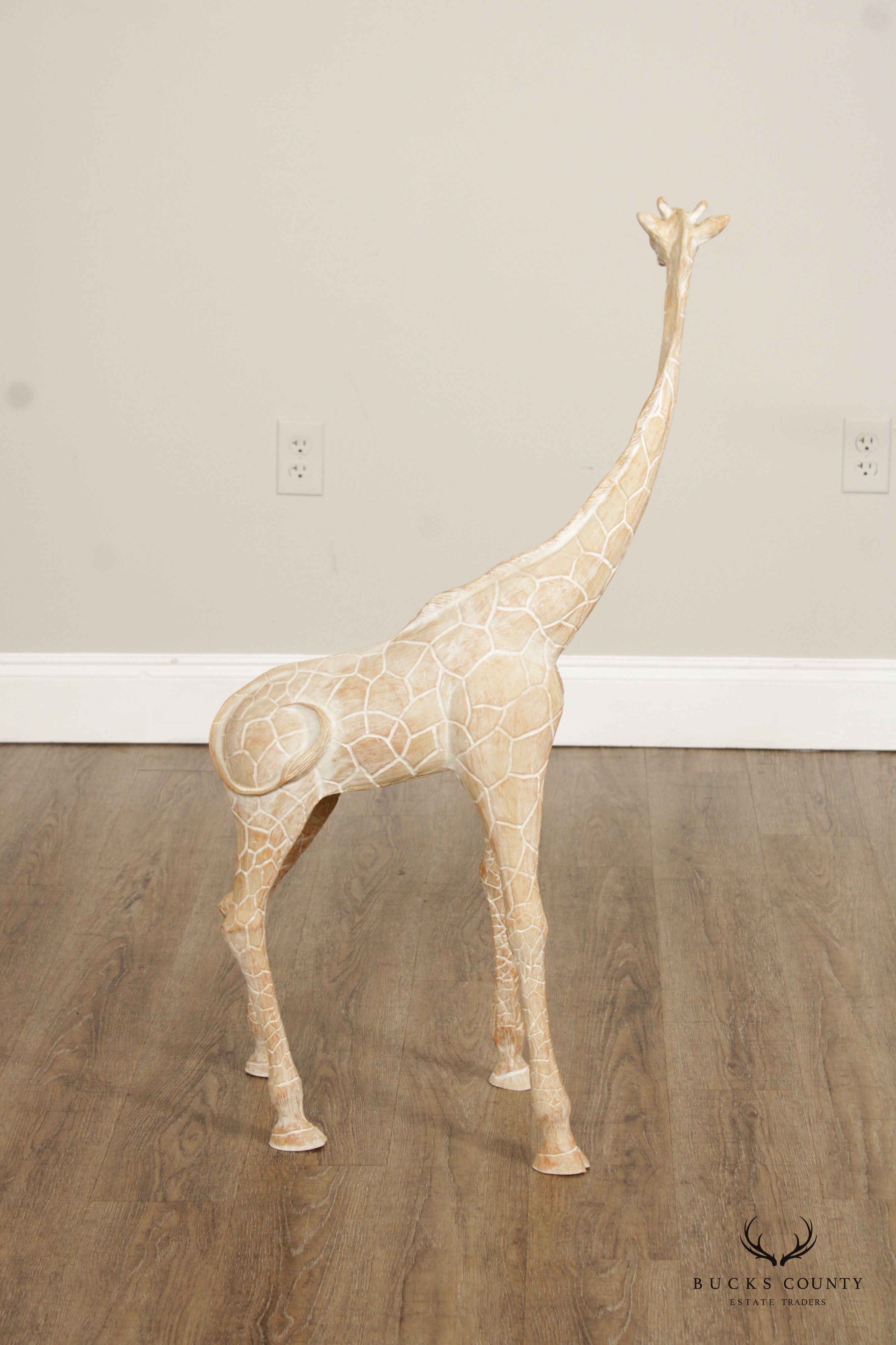 Vintage Carved Wood Giraffe Sculpture