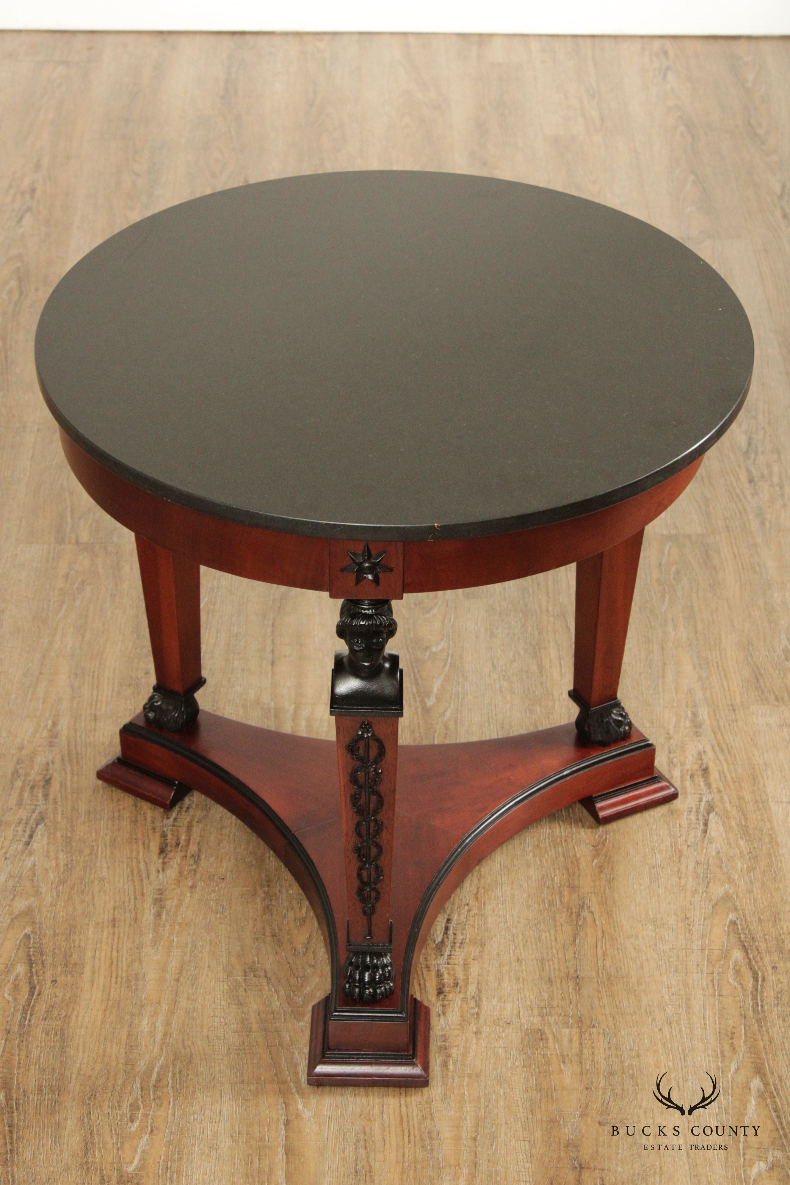 French Empire Style Round Granite Top Table