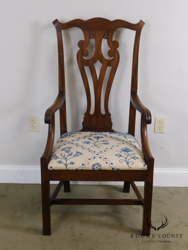 Kittinger Historic Newport Mahogany Chippendale Style High Back Armchair
