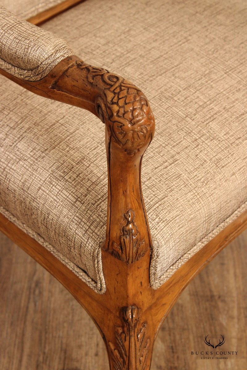 French Louis XV Style Custom Quality Pair Fauteuil Armchairs