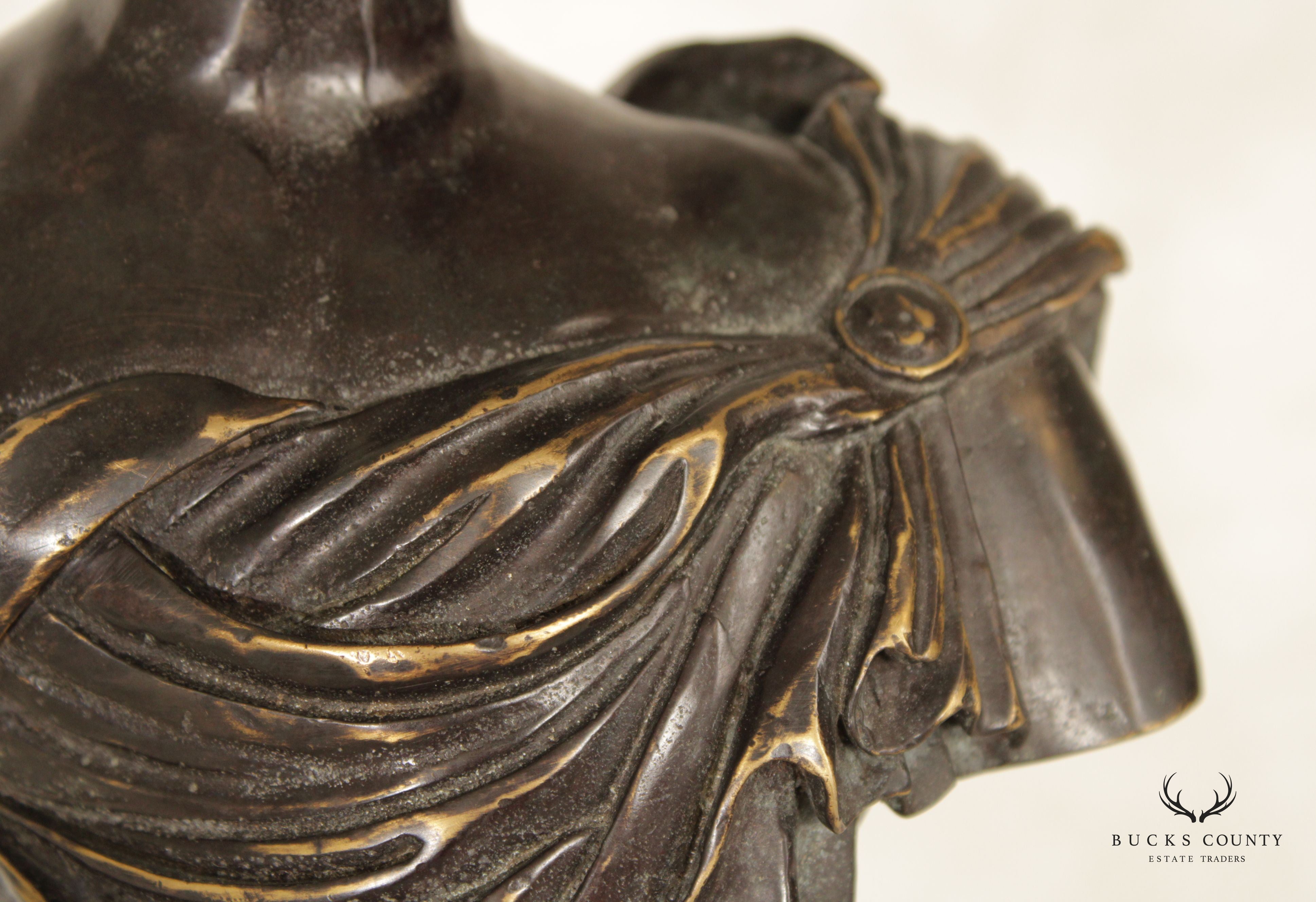 Classical Style Bronze Bust on Wooden Pedestal