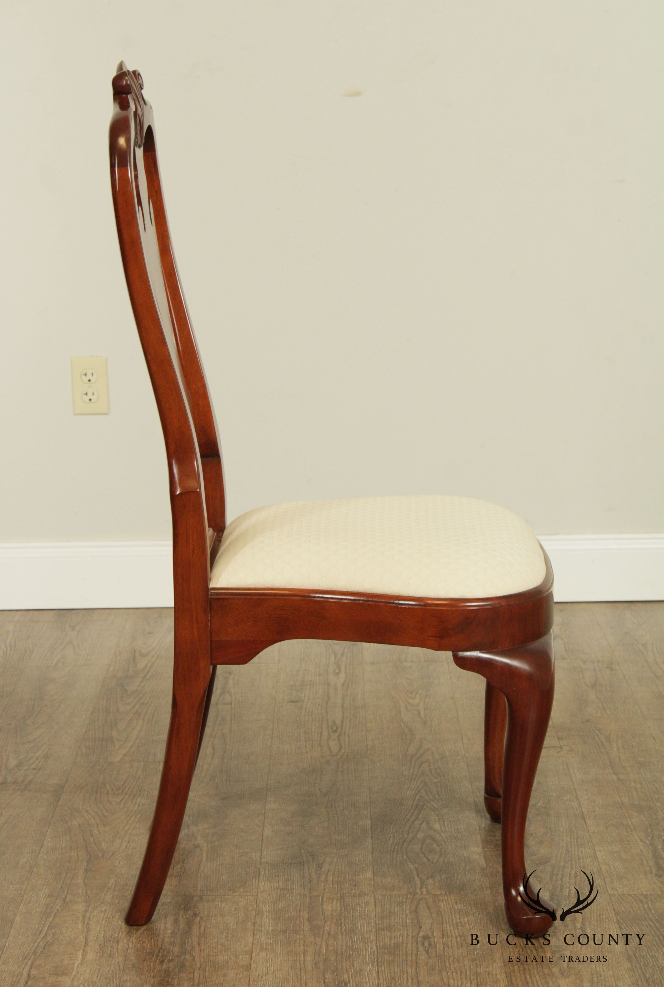 Stickley Mahogany Set 8 Queen Anne Style Dining Chairs