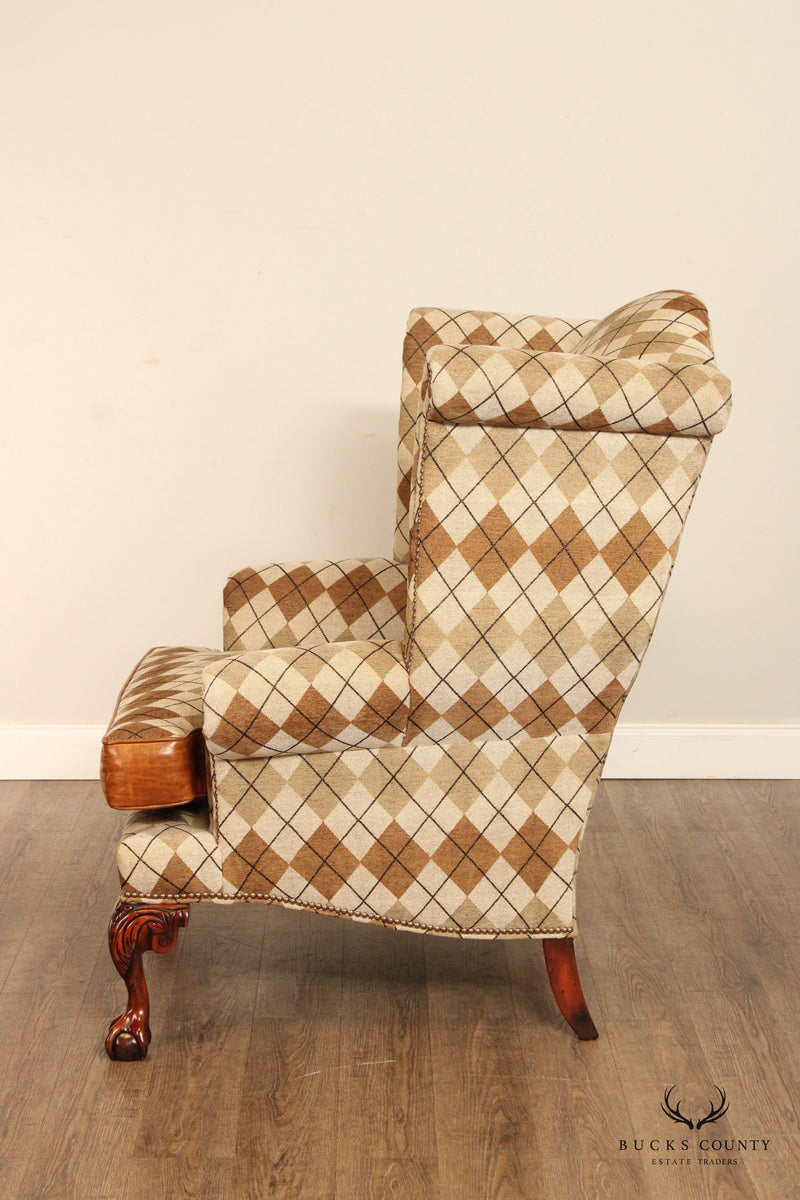 Old Hickory Tannery Ball and Claw Foot Wingback Armchair