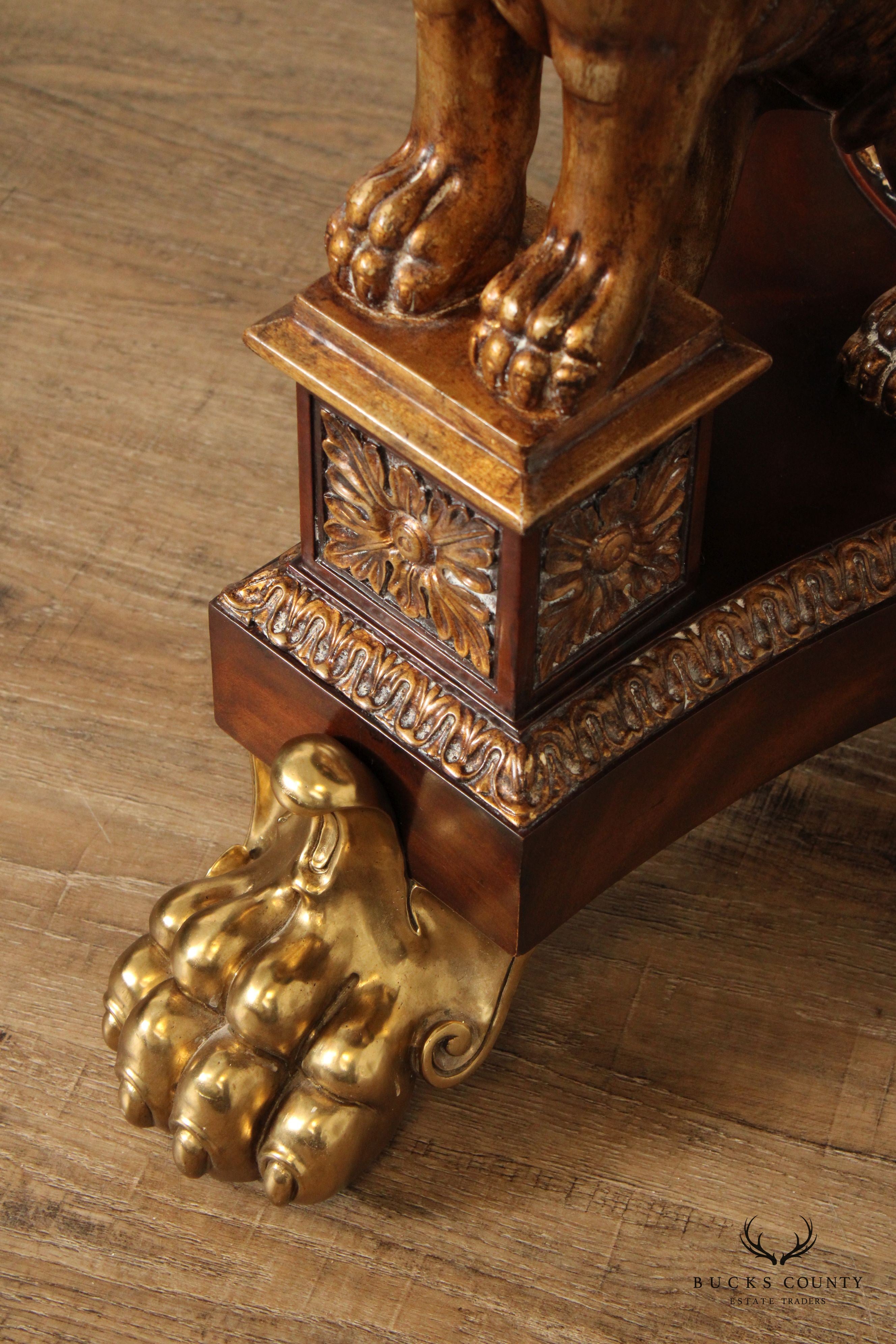 Maitland Smith French Empire Style Partial Gilt Mahogany Center Table