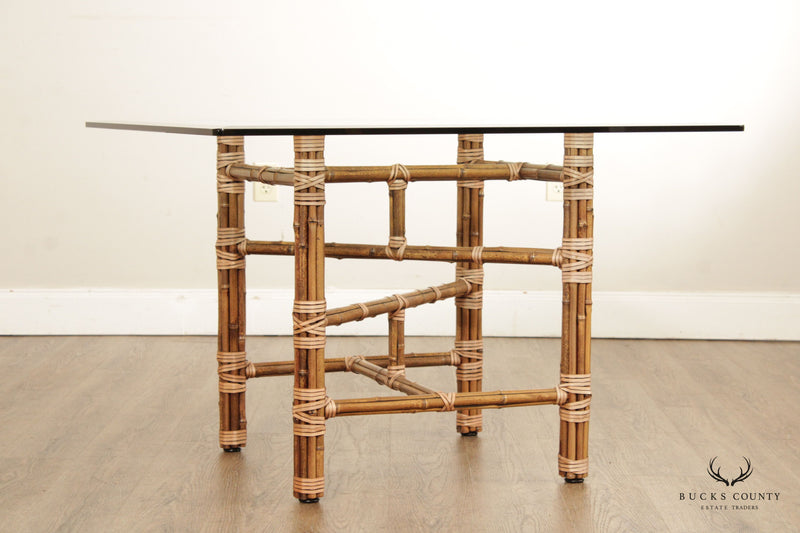 McGuire Bamboo and Glass Top Dining Table