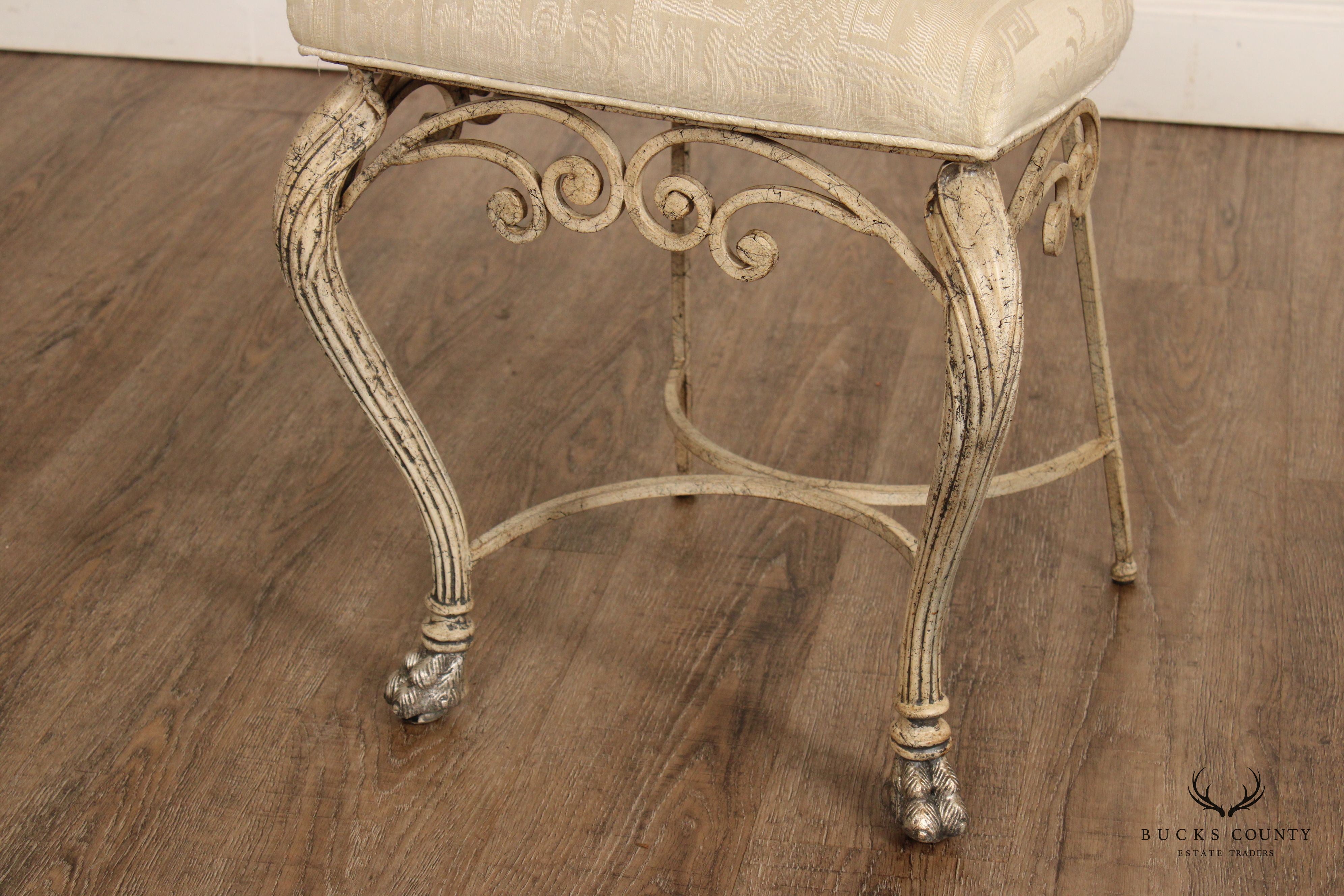 French Style Painted Wrought Iron Side Chair