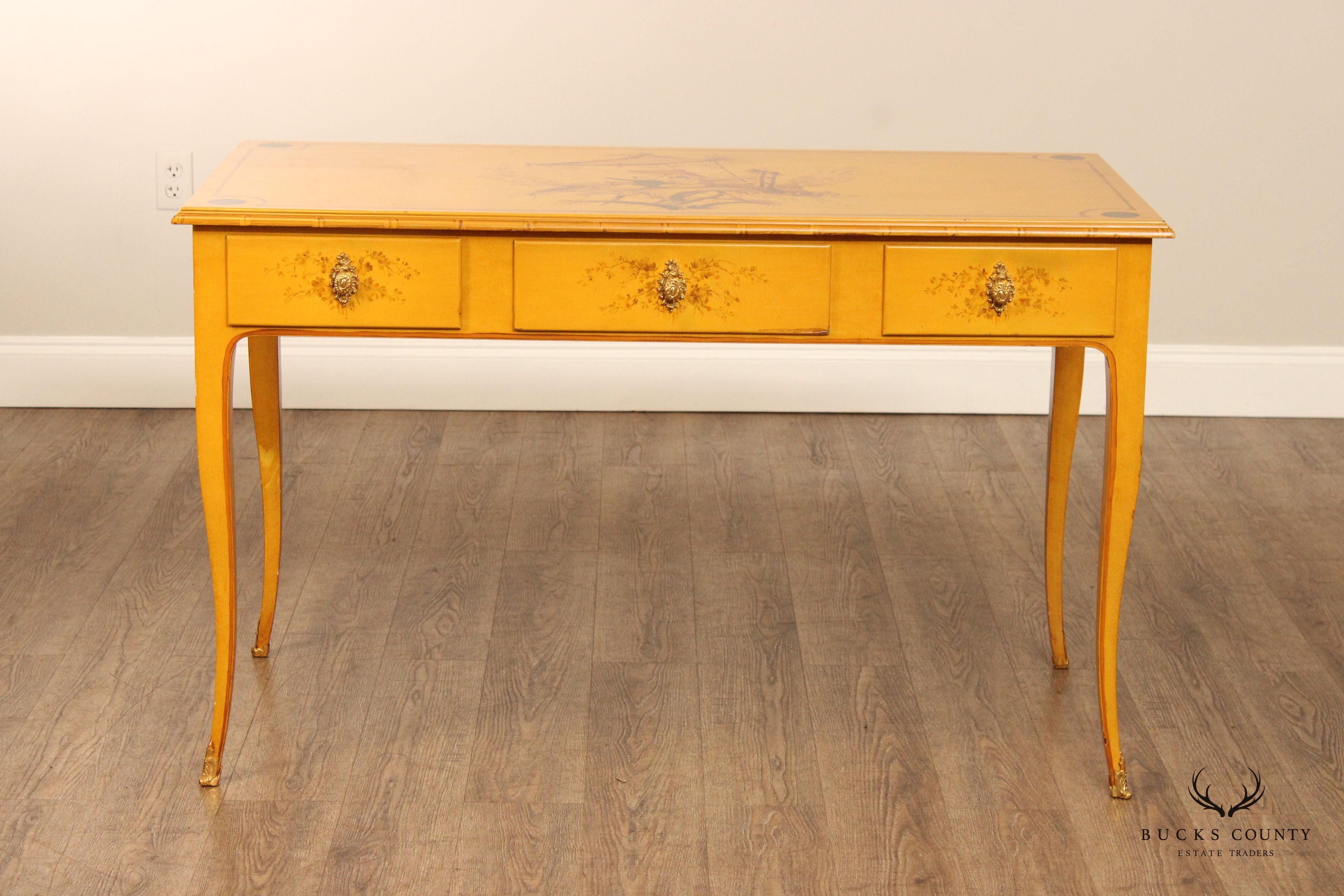 Chinoiserie Painted Three-Drawer Writing Desk