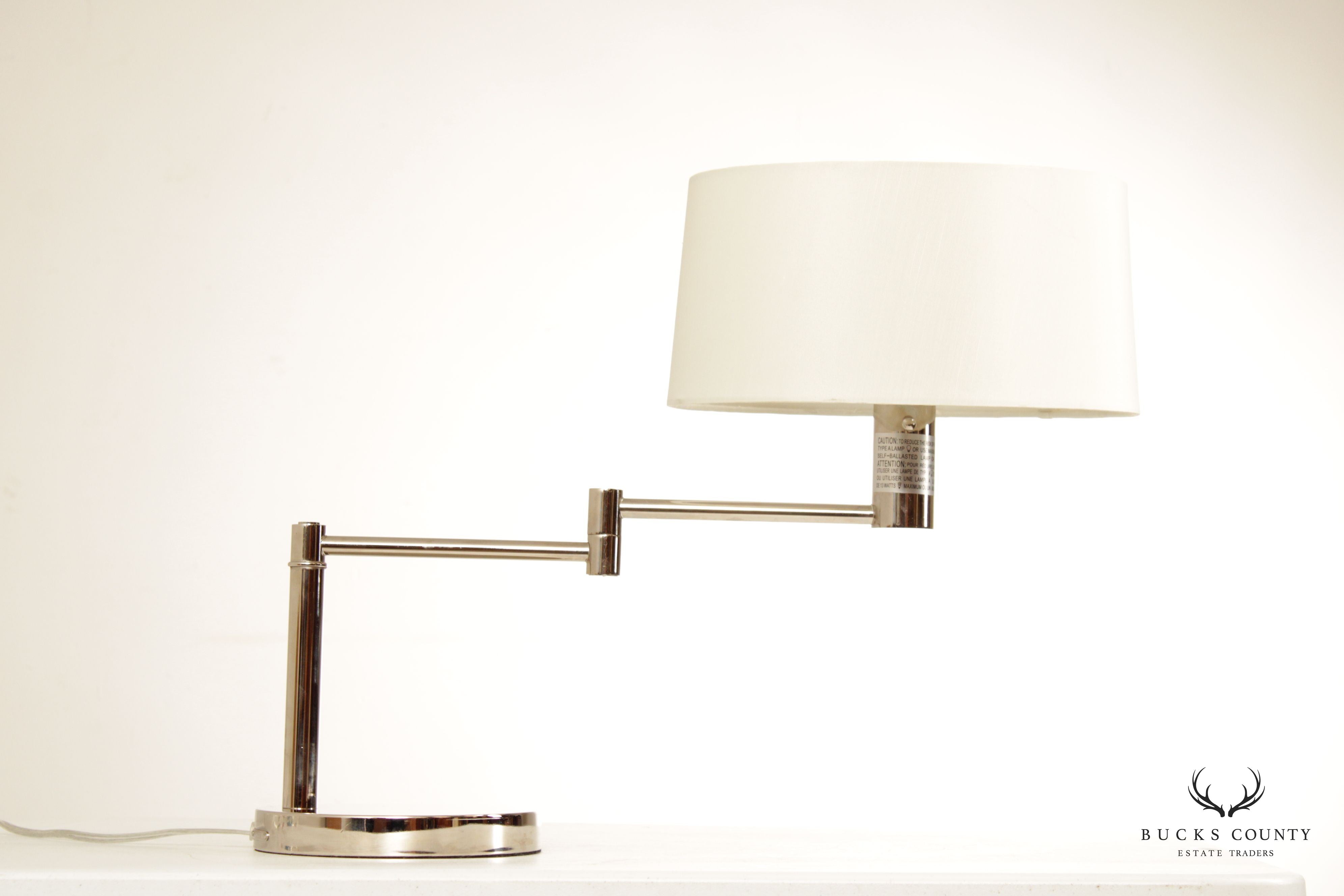 Ralph Lauren Modern Pair of Chrome Swing Arm Table Lamps