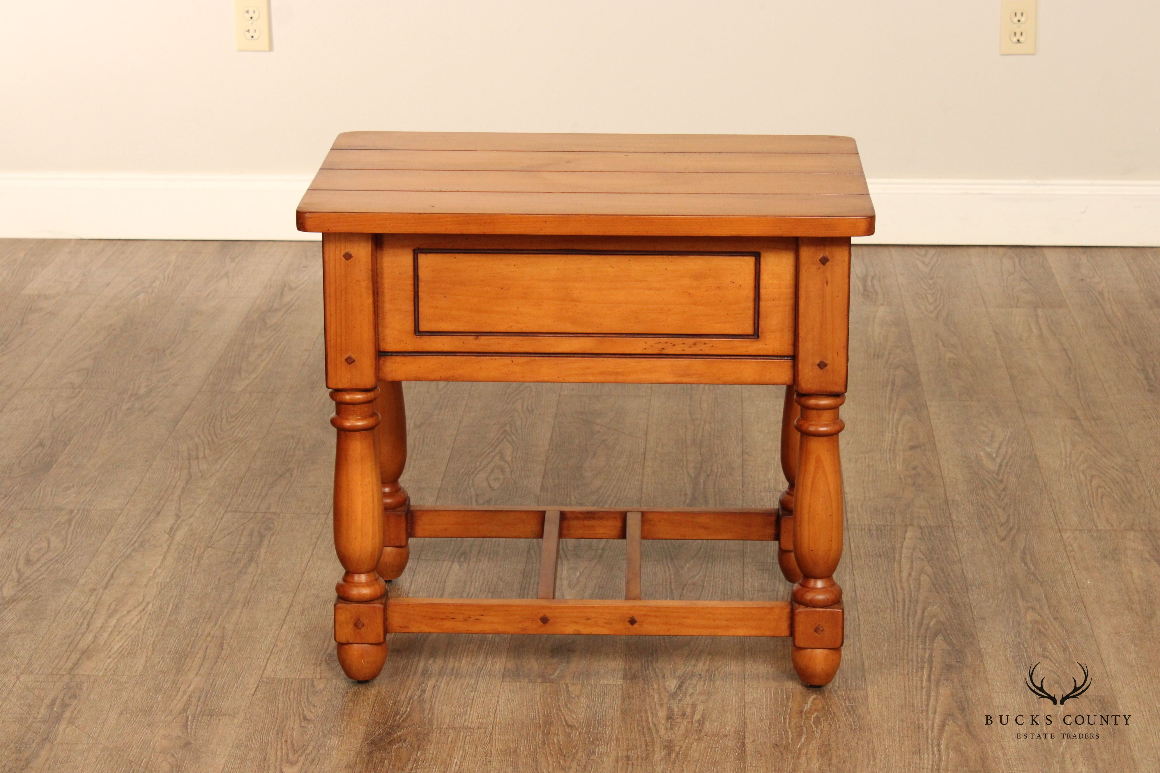 English Traditional Style Pine One-Drawer Side Table or Nightstand