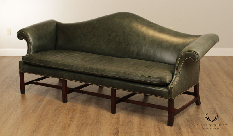 Kittinger Historic Newport Chippendale Style Leather Camelback Sofa