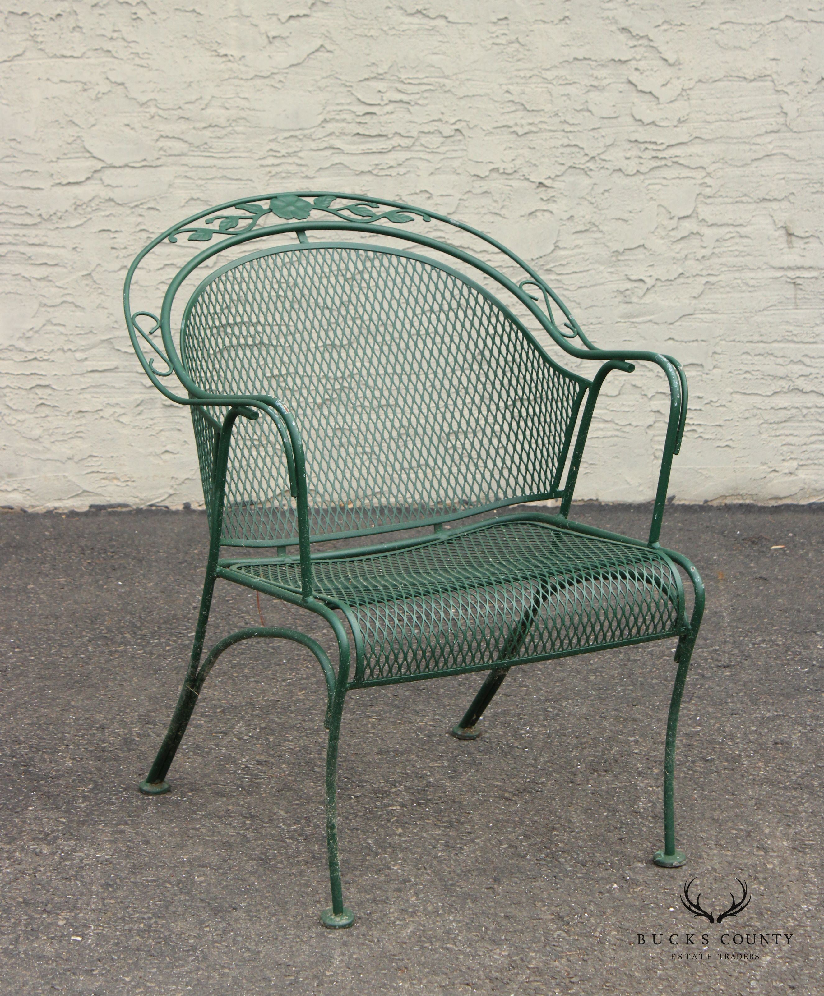 Vintage Wrought Iron Set of Five Outdoor Patio Dining Chairs