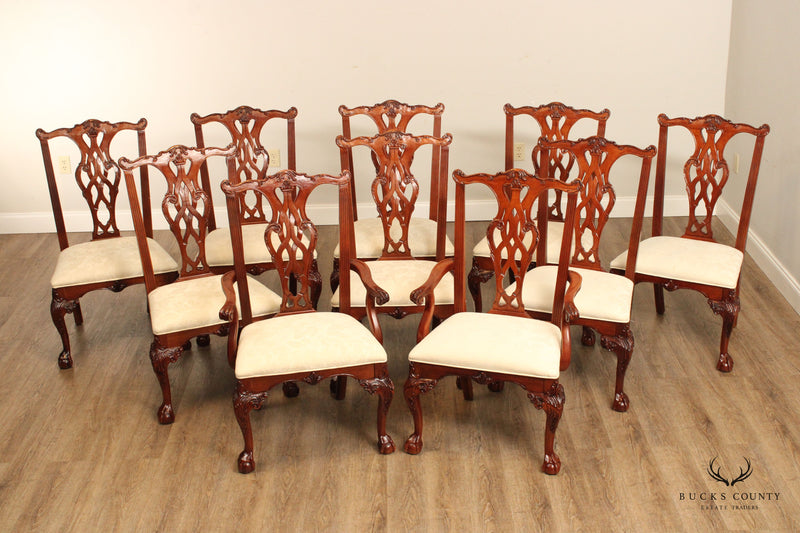 Stanley Furniture Chippendale Style Set Ten Mahogany Ball and Claw Dining Chairs