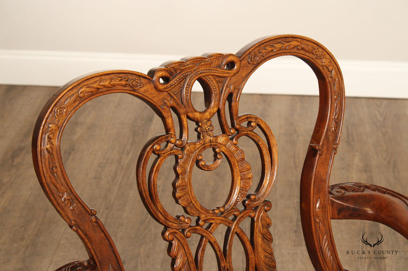 PAIR OF CENTURY FURNITURE GEORGIAN STYLE CARVED MAHOGANY ARMCHAIRS