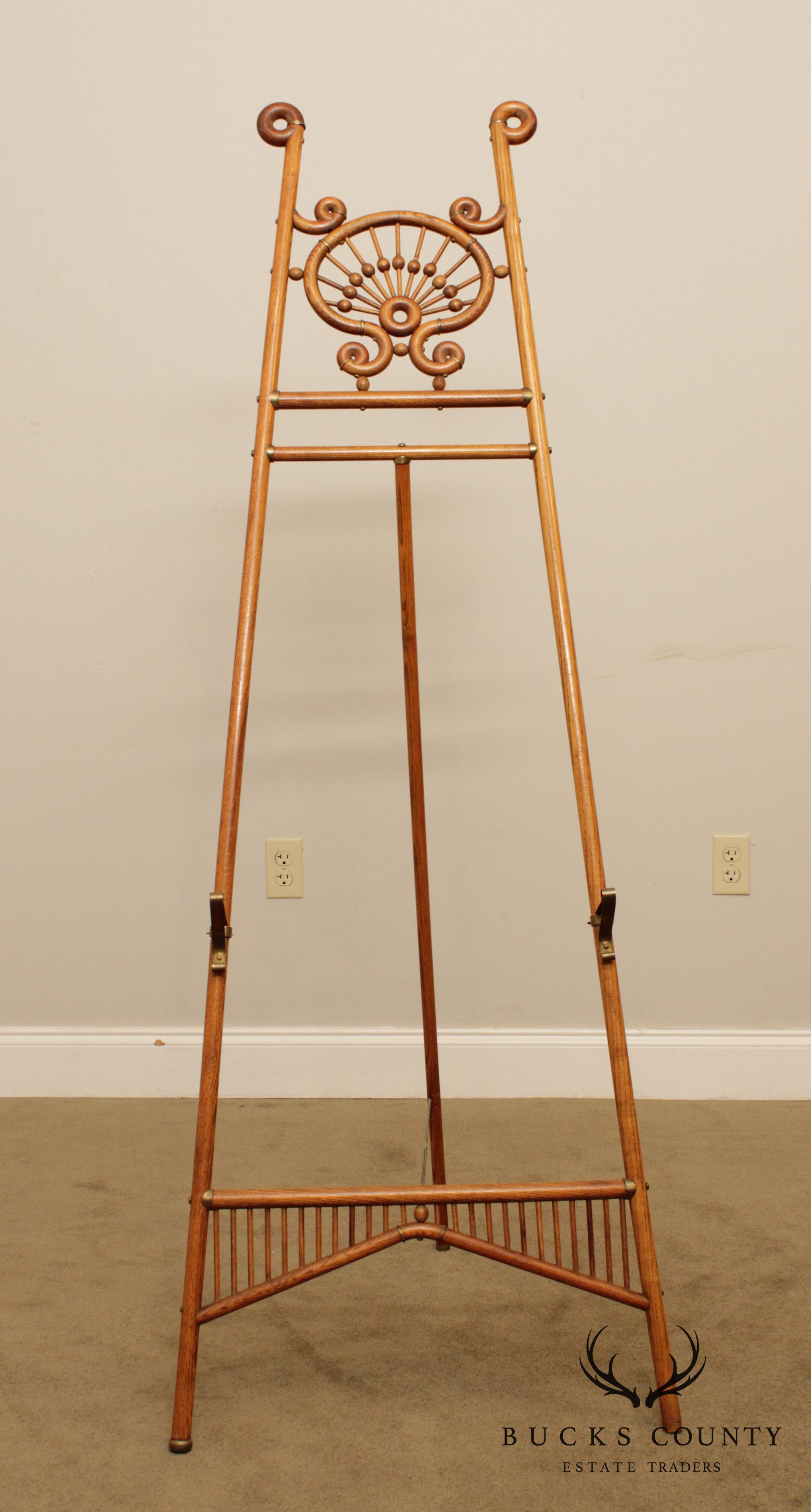 Antique Victorian Oak Stick & Ball Easel