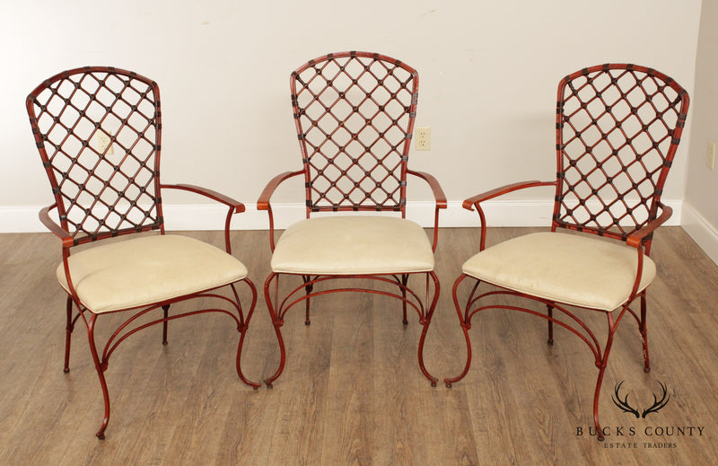 Hollywood Regency Set of 3 Iron Arm Chairs