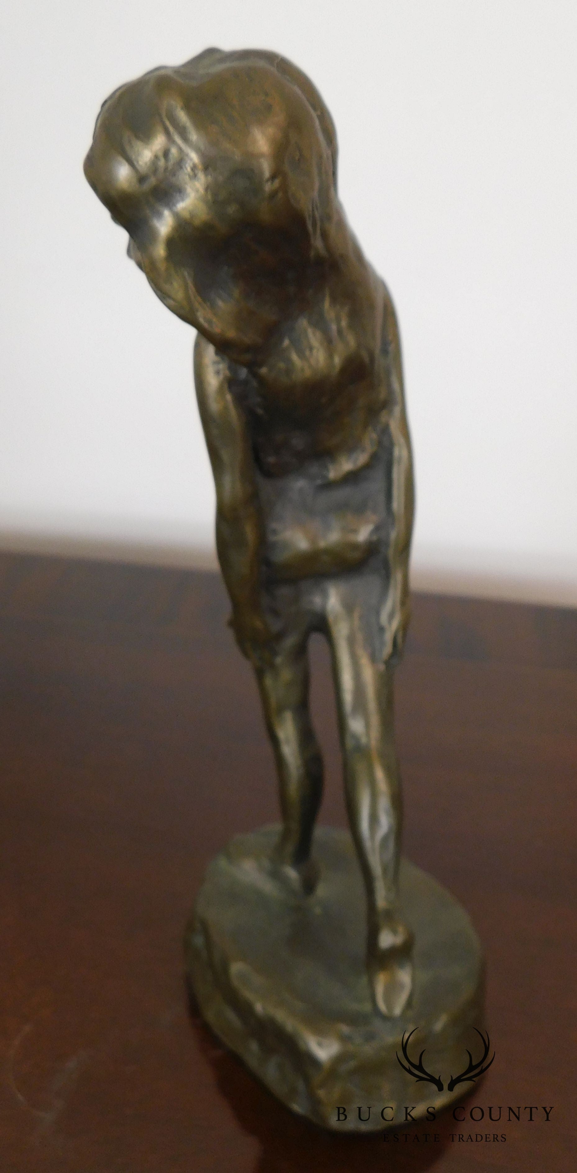 Mark Hopekins Signed "Kids Play" Pair Patinated Bronze Figurines