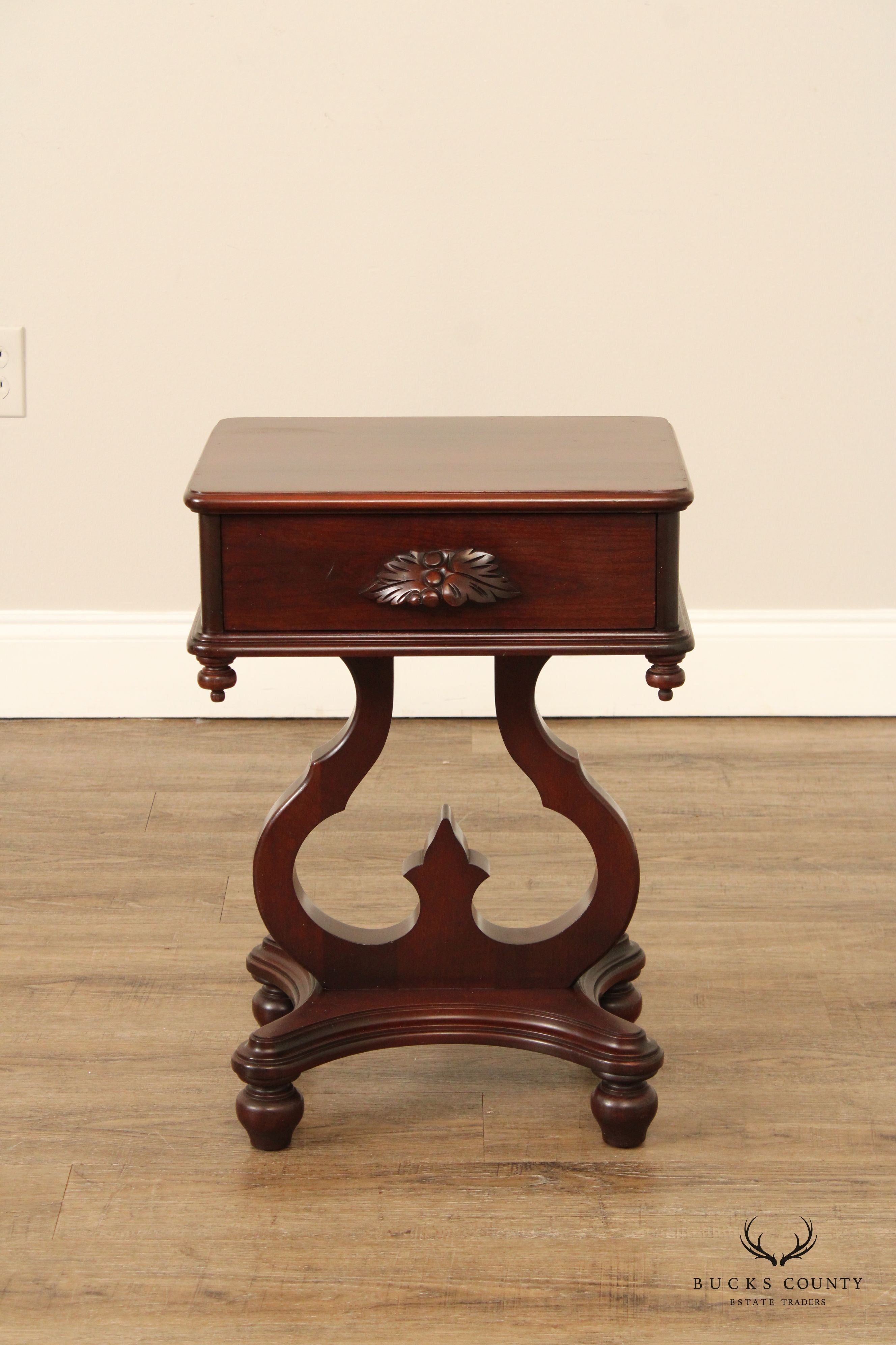 Victorian Style Vintage Pair of One-Drawer Side Tables