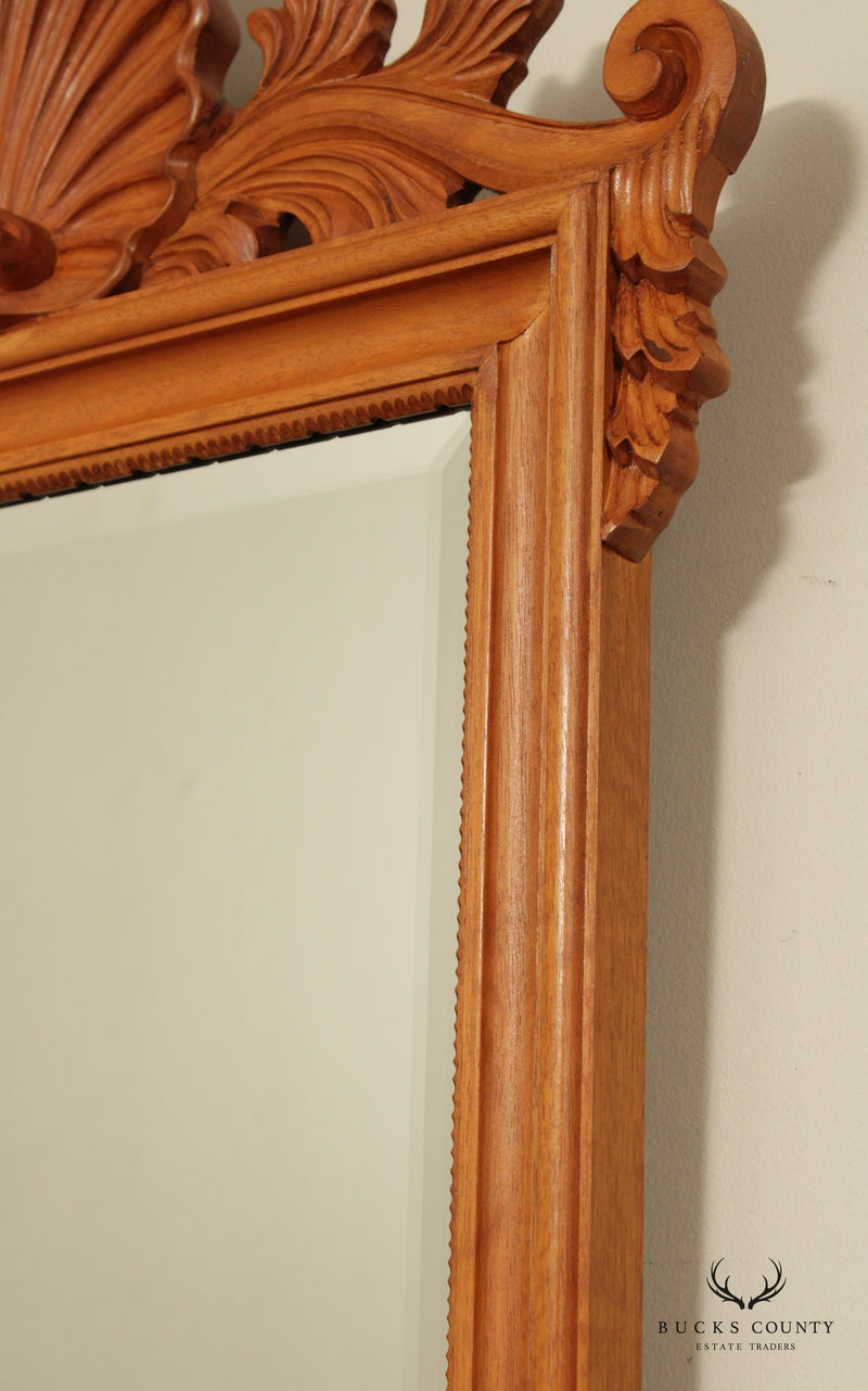 La Barge Rococo Style Italian Fruitwood Shell Carved Beveled Mirror