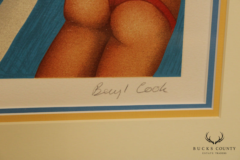 Beryl Cook 'Sunbathers' Custom Frame Signed Lithograph
