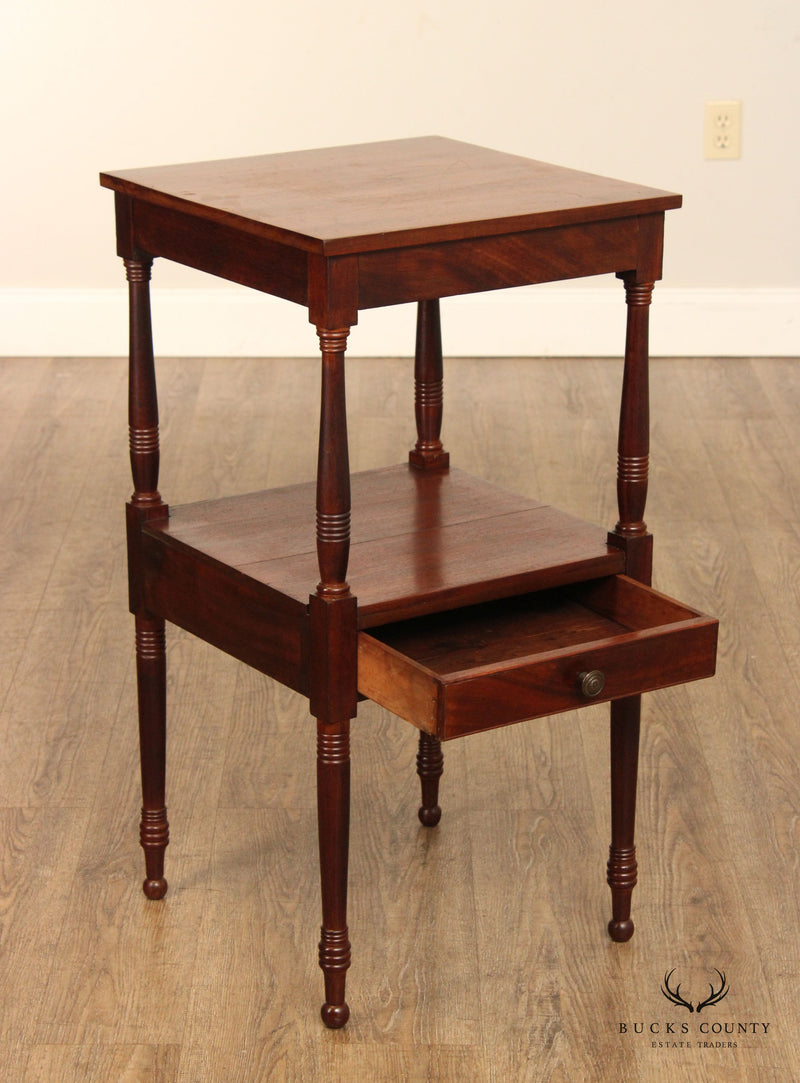 Antique Sheraton Style Mahogany Two Tier Side Table