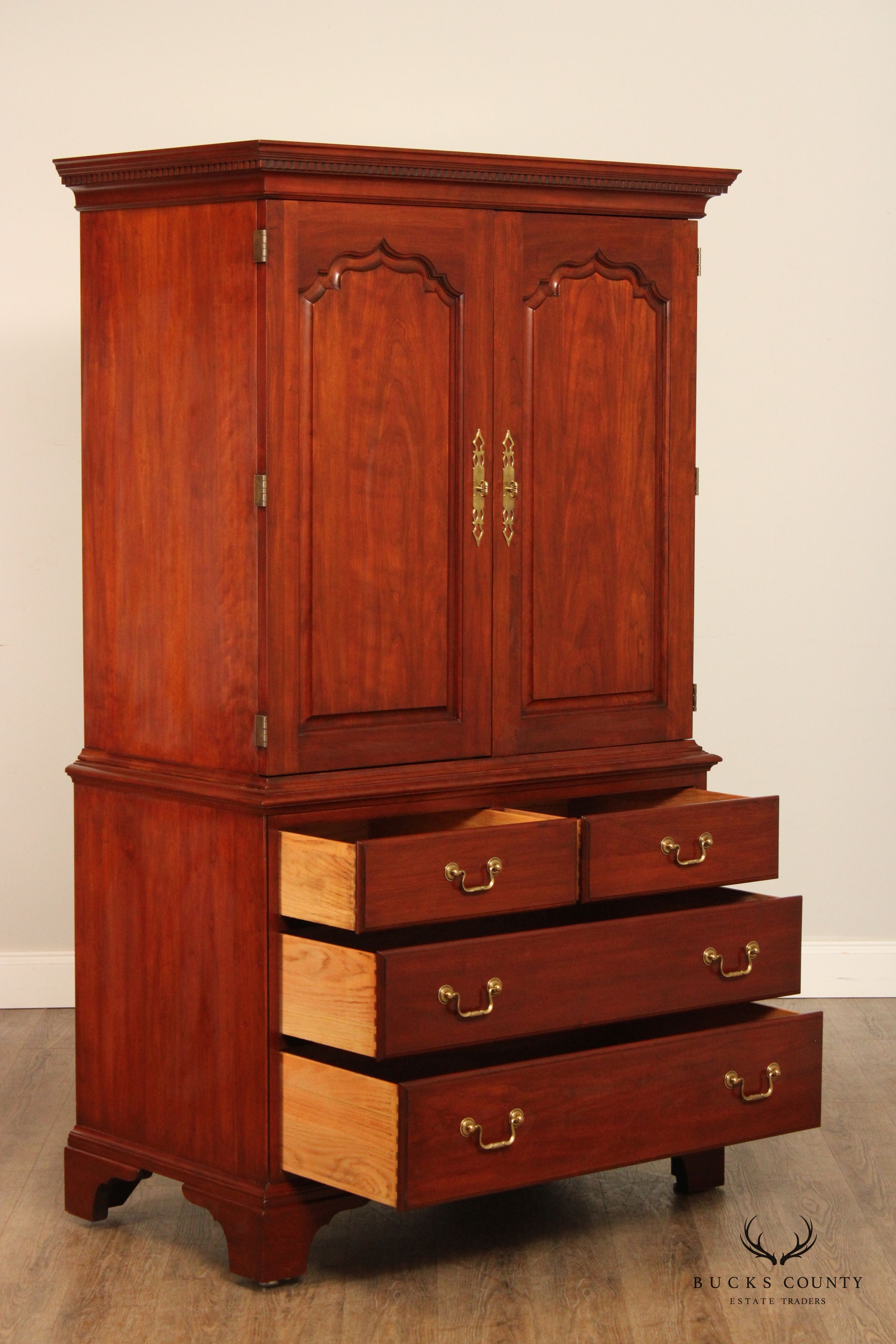 Henkel Harris Chippendale Style Cherry Media Armoire