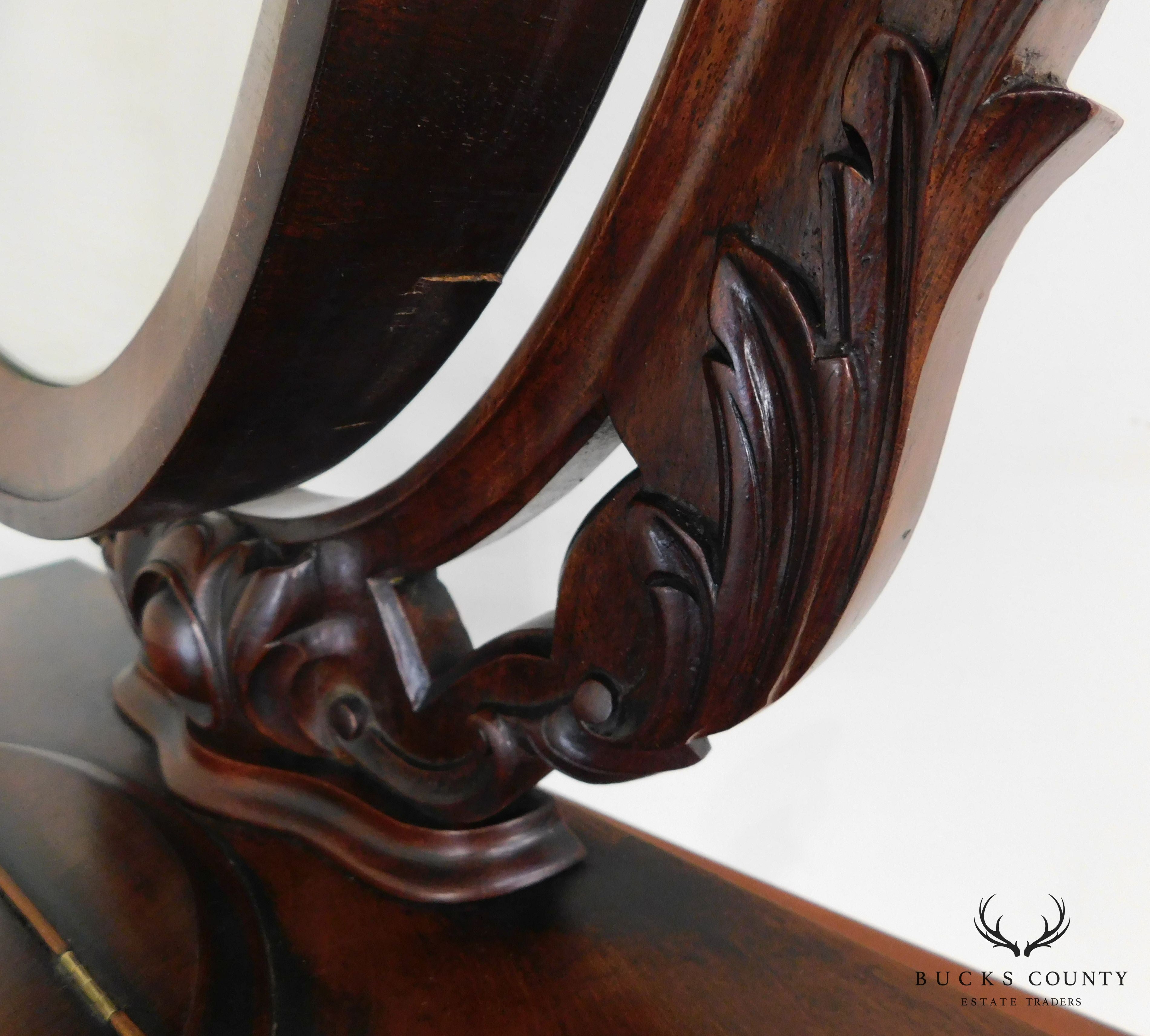 Victorian Shaving Mirror on Walnut Stand