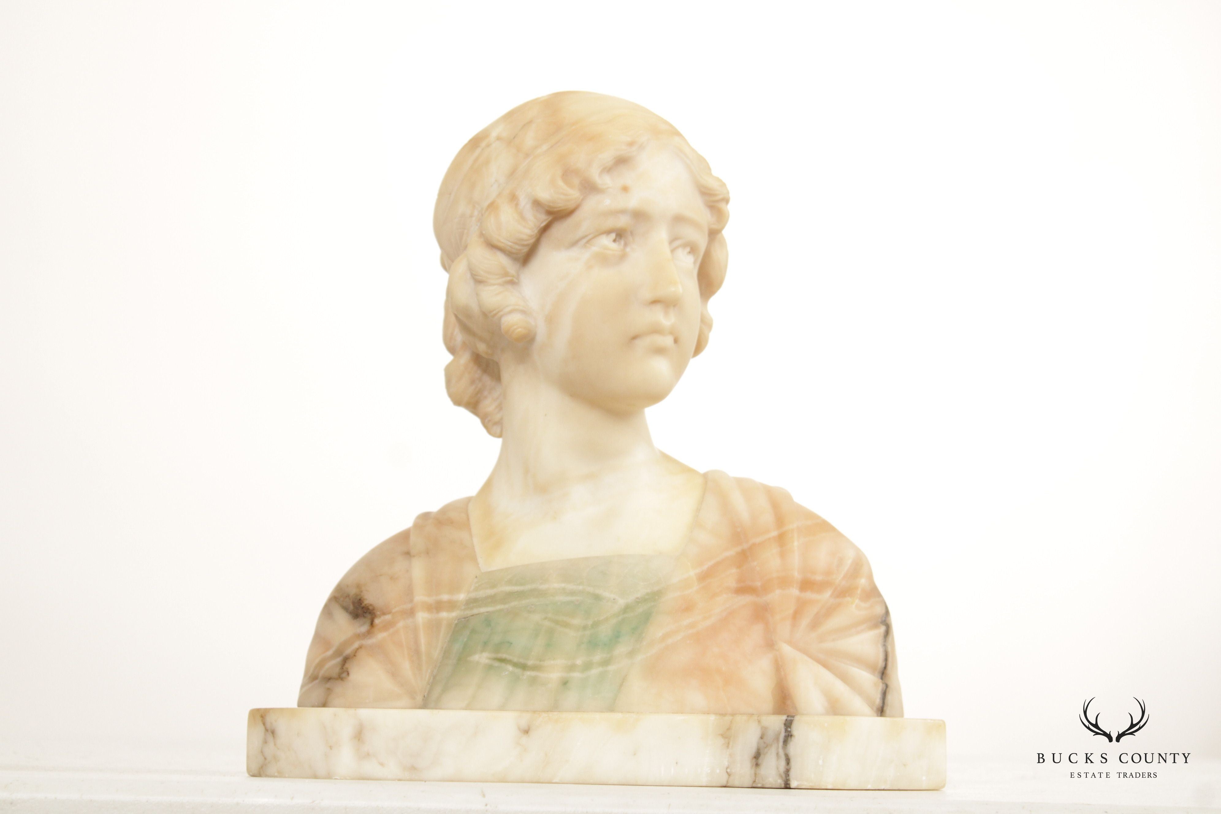 Antique Art Nouveau Alabaster Bust, After Giuseppe Bessi