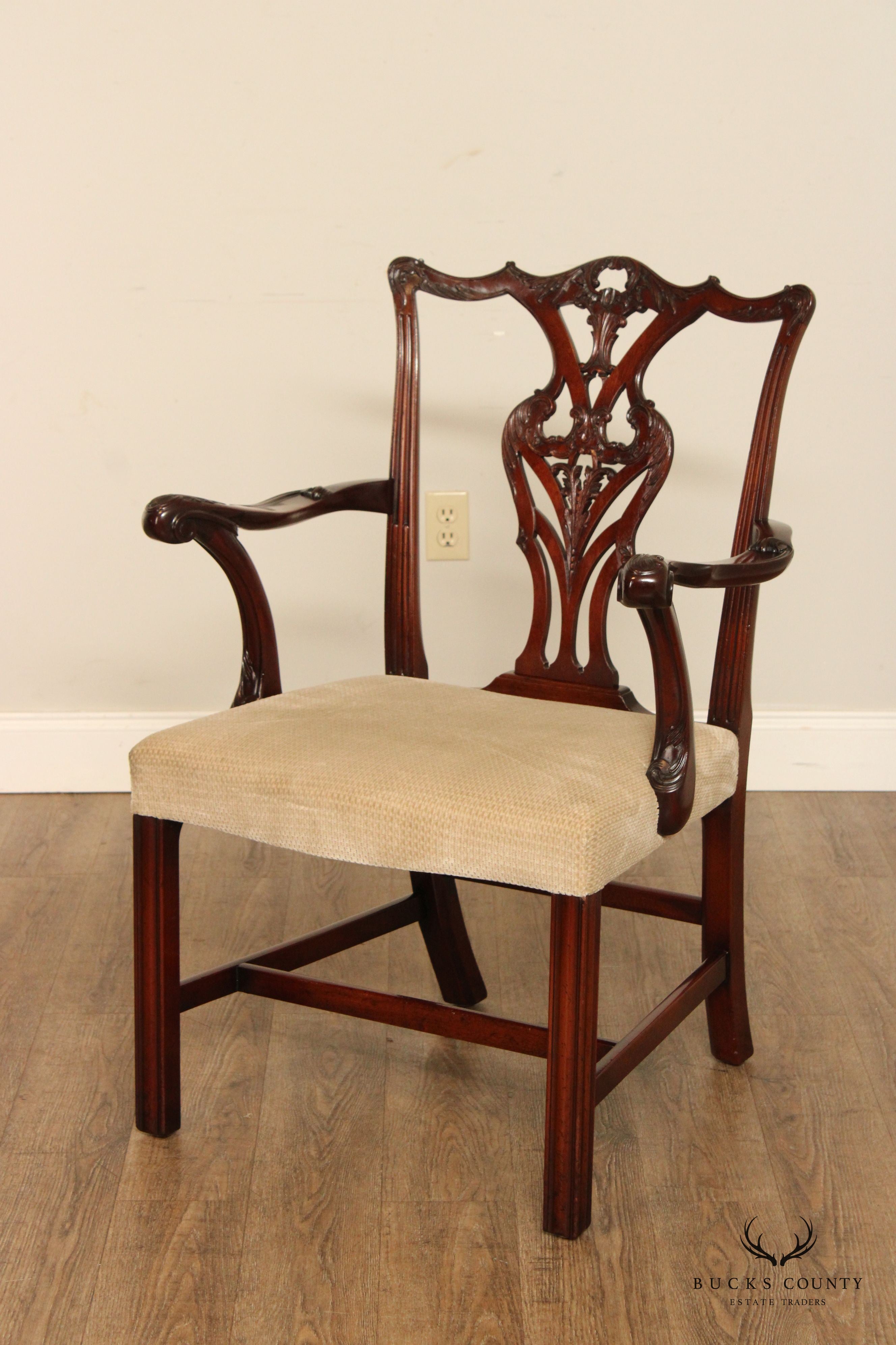 Fine Quality Chippendale Style Mahogany Carved Armchair