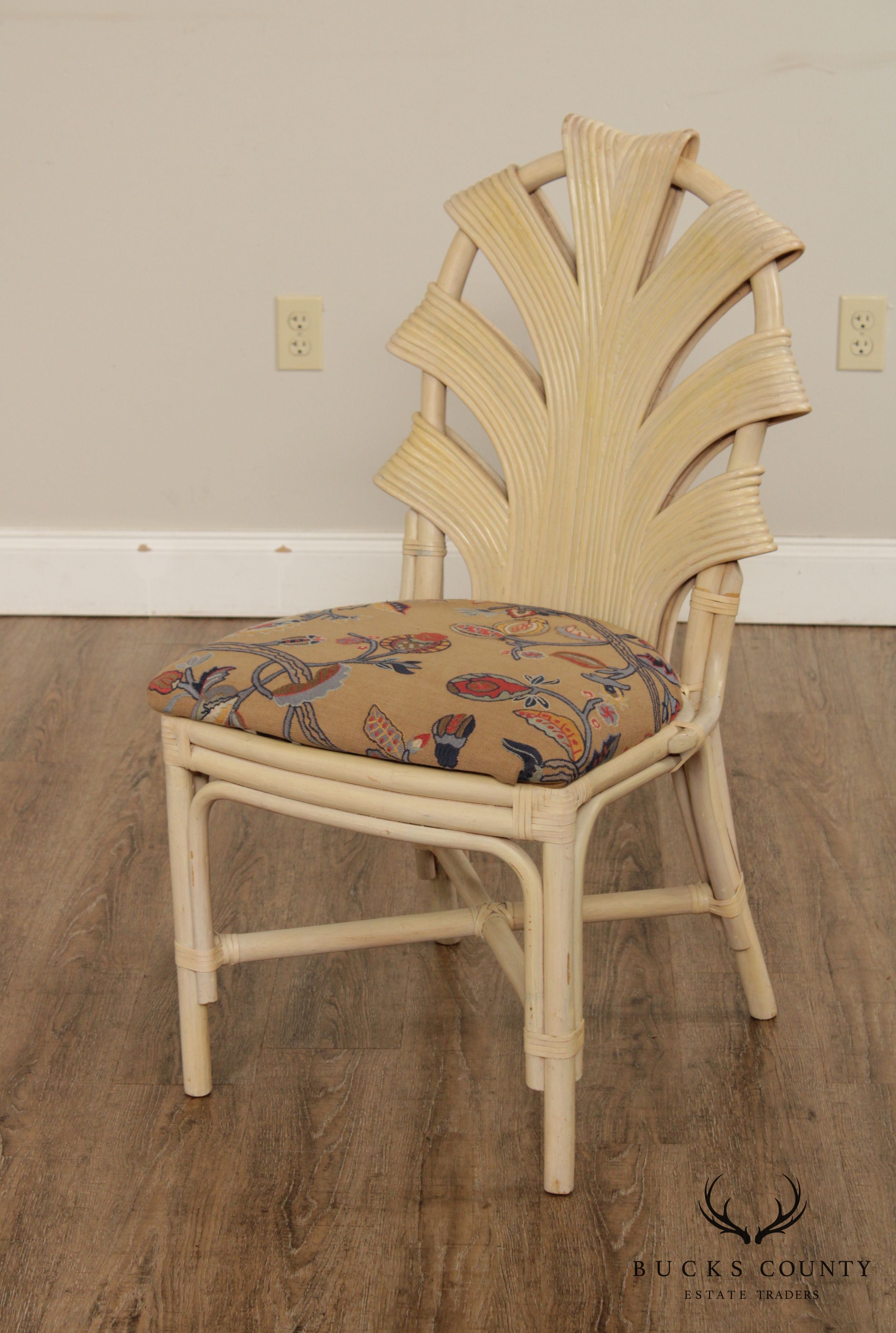 Vintage Rattan Cream Lacquered Dining Chair