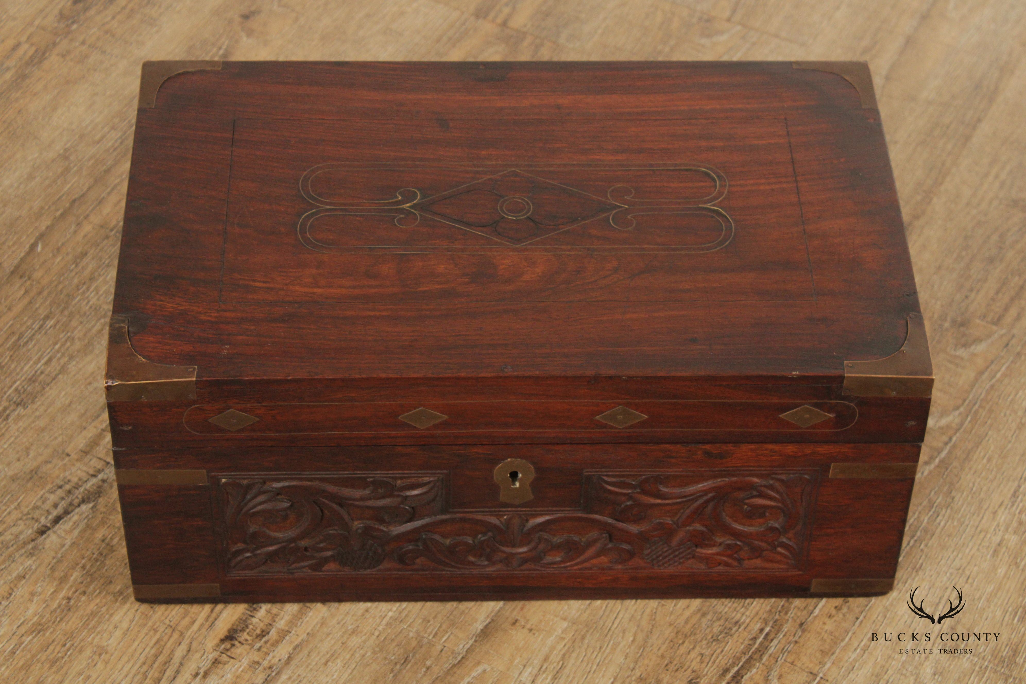 Antique 19th Century Anglo Indian Rosewood Travel Desk