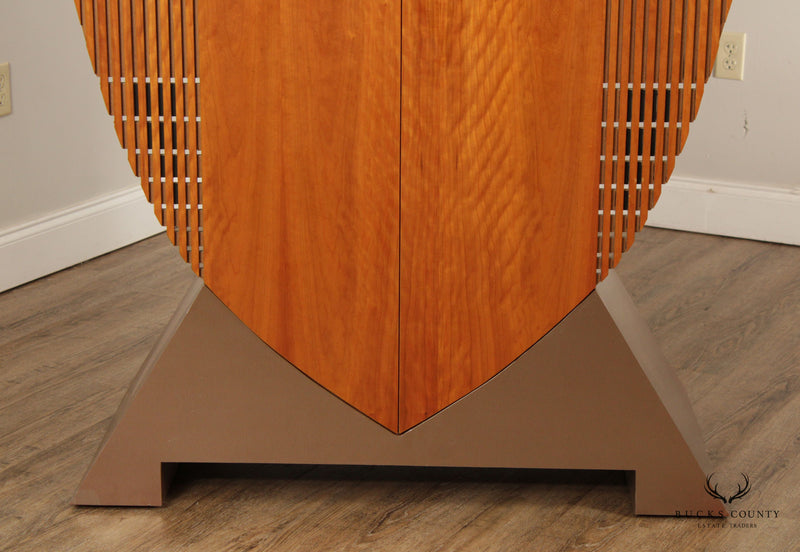 Modernist Sculptural Fruitwood Two Door Cabinet Armoire