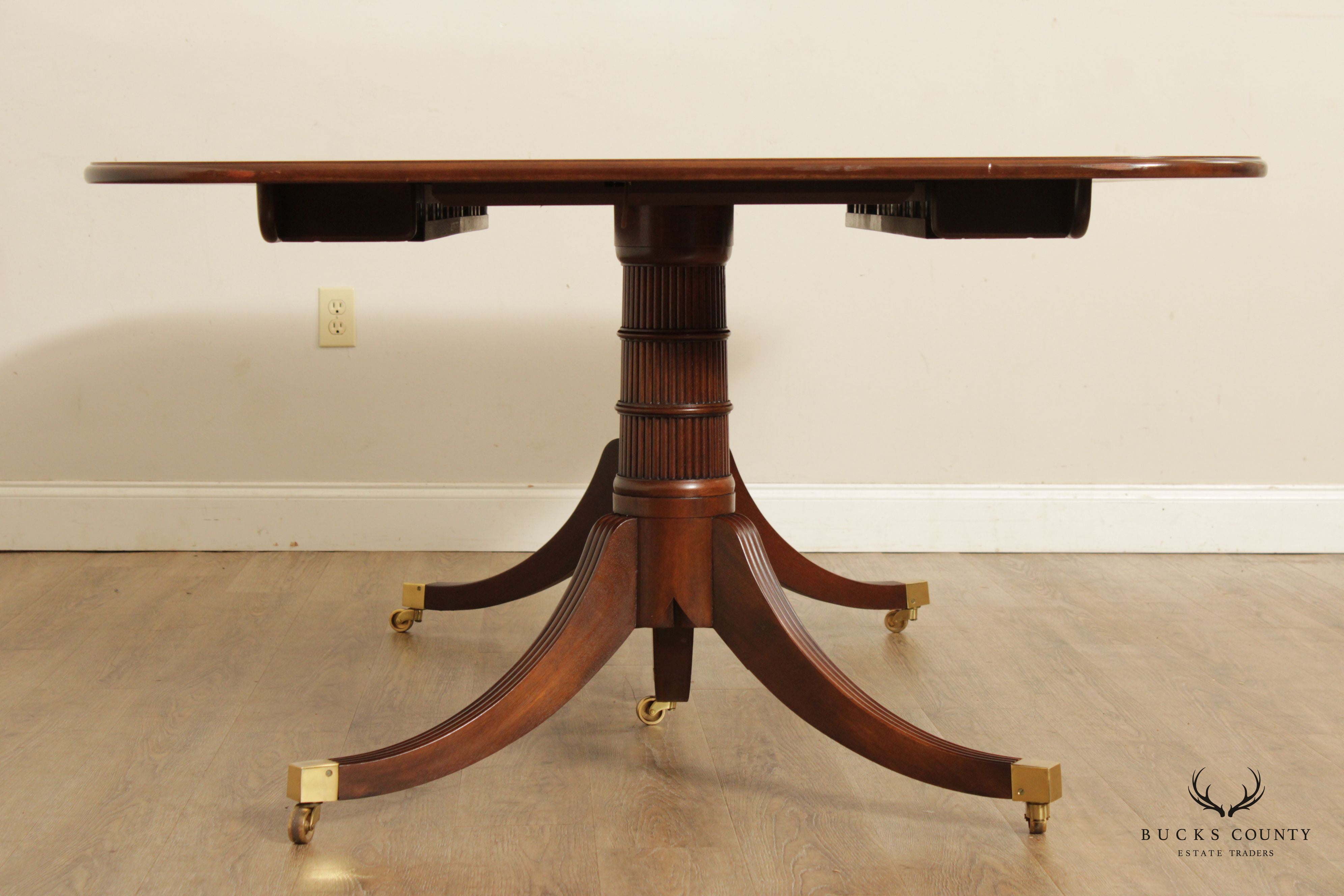 Baker Stately Homes Collection Banded Mahogany Extendable Dining Table