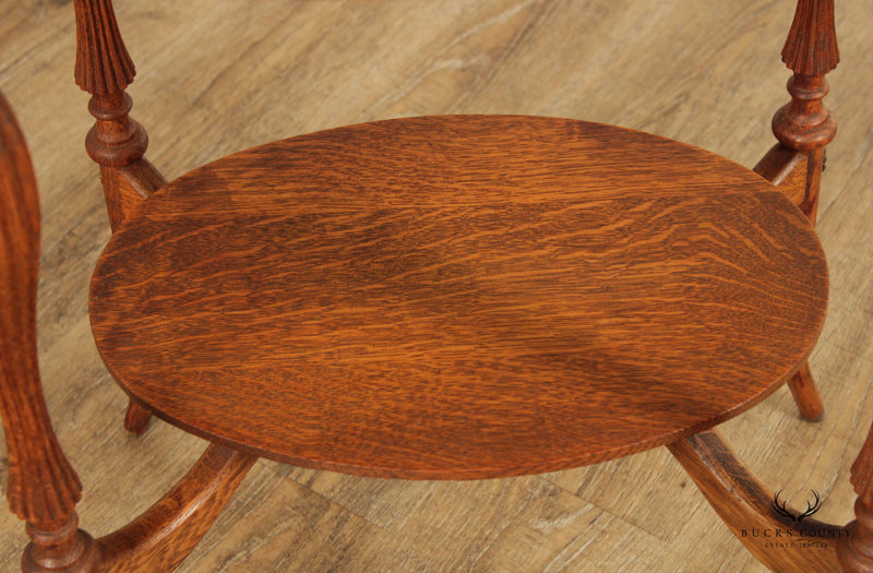 Victorian Antique Oak Carved Side table