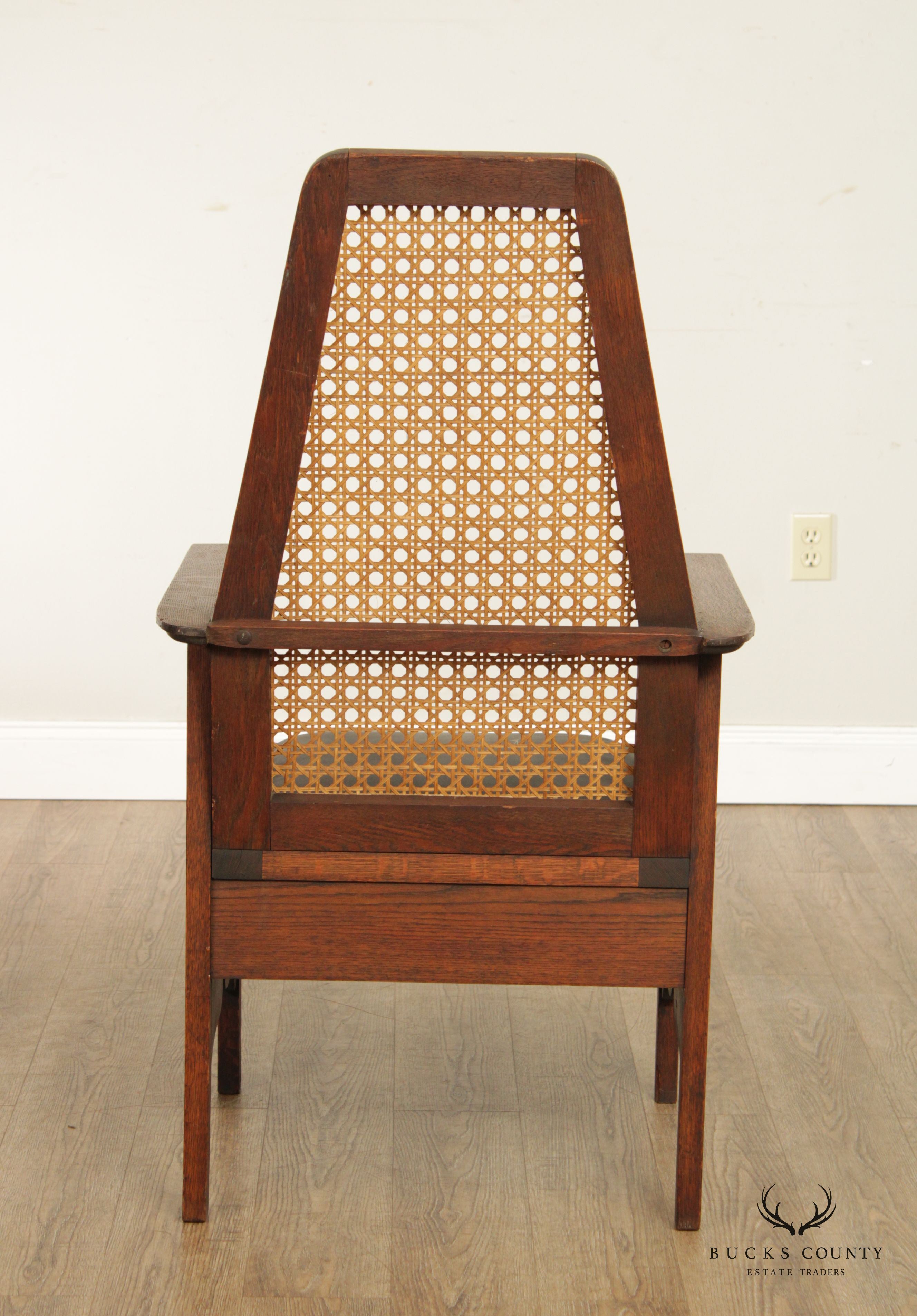 Antique Mission Oak and Caned Back Chair