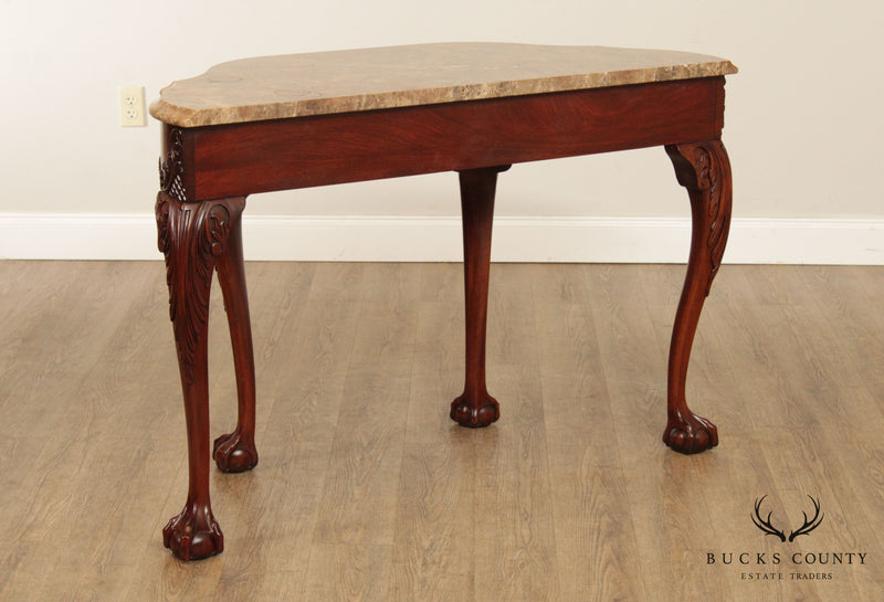 Henkel Harris Mahogany Ball and Claw Marble Top Console Table