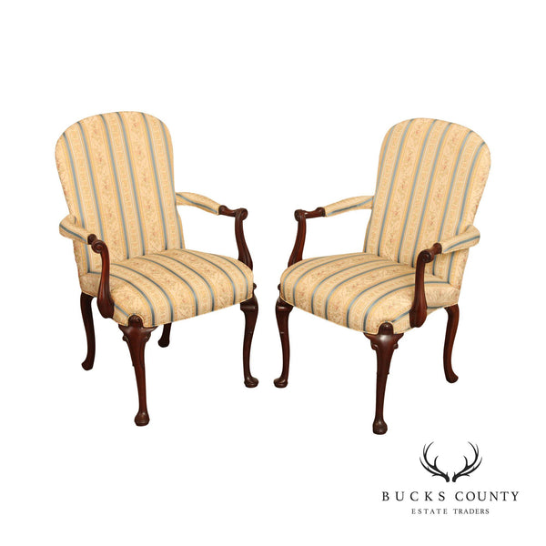 Southwood Queen Anne Style Pair of Mahogany Armchairs