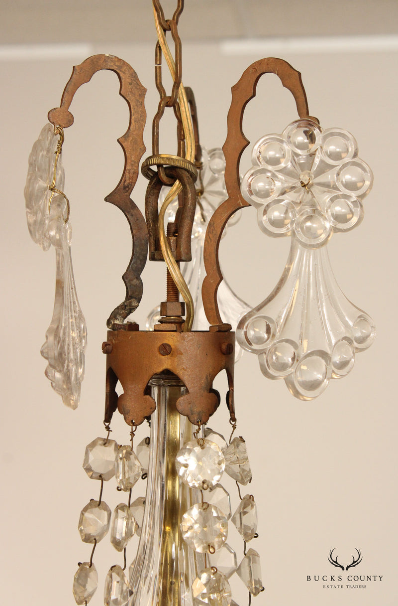 Antique French Style Nine Bulb Crystal Chandelier