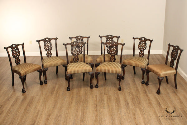 Chippendale Style Set Eight Mahogany Carved Ball and Claw Dining Chairs
