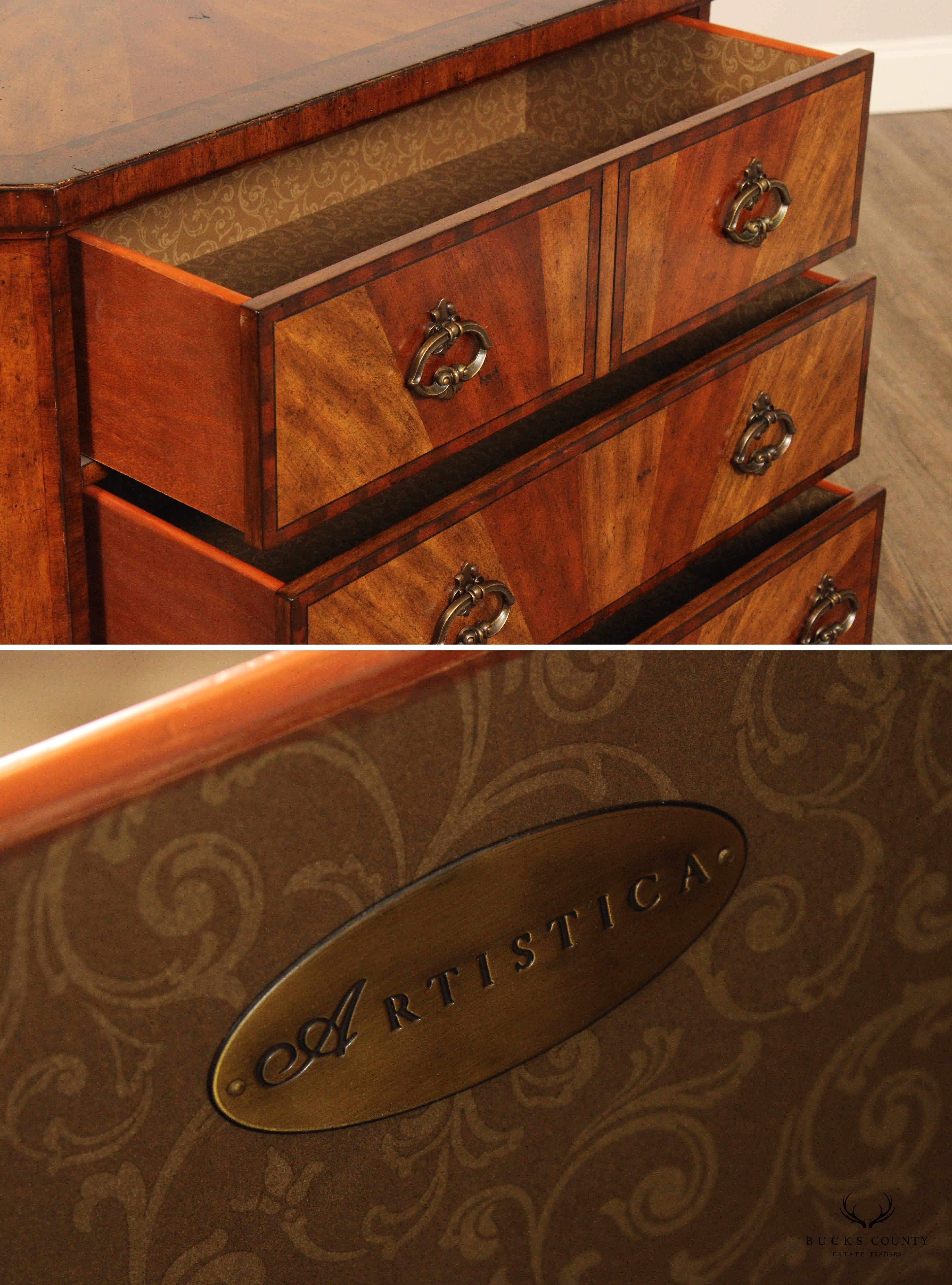 Artistica Pair of Parquetry Sunburst Chests of Drawers